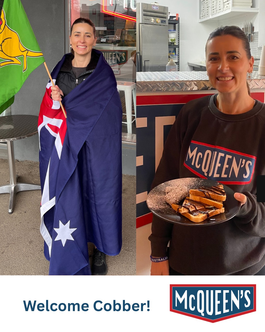 Congratulations to Louise, who is now an Australian citizen! Thanks to those customers who welcomed her into the Aussie fold. To demonstrate her commitment to the nation, Louise enjoyed a plate of Vegemite on toast with no complaints!
We are open for dark roast coffee and wood fired panini from 7 - 11 am Monday to Friday and 8 am - 12 pm on Saturday.
#mcqueenswoodfiredpizza #coffee #espresso #motobean #reaperblend #serendipity_icecream #coffeesnobsofmelbourne #caffeinedaily #VictoriaArduinoBlackEagle #buylocal #woodend #woodendvillage #lovewoodend
Congratulations to Louise, who is now an Australian citizen! Thanks to those customers who welcomed her into the Aussie fold. To demonstrate her commitment to the nation, Louise enjoyed a plate of Vegemite on toast with no complaints!s!!!