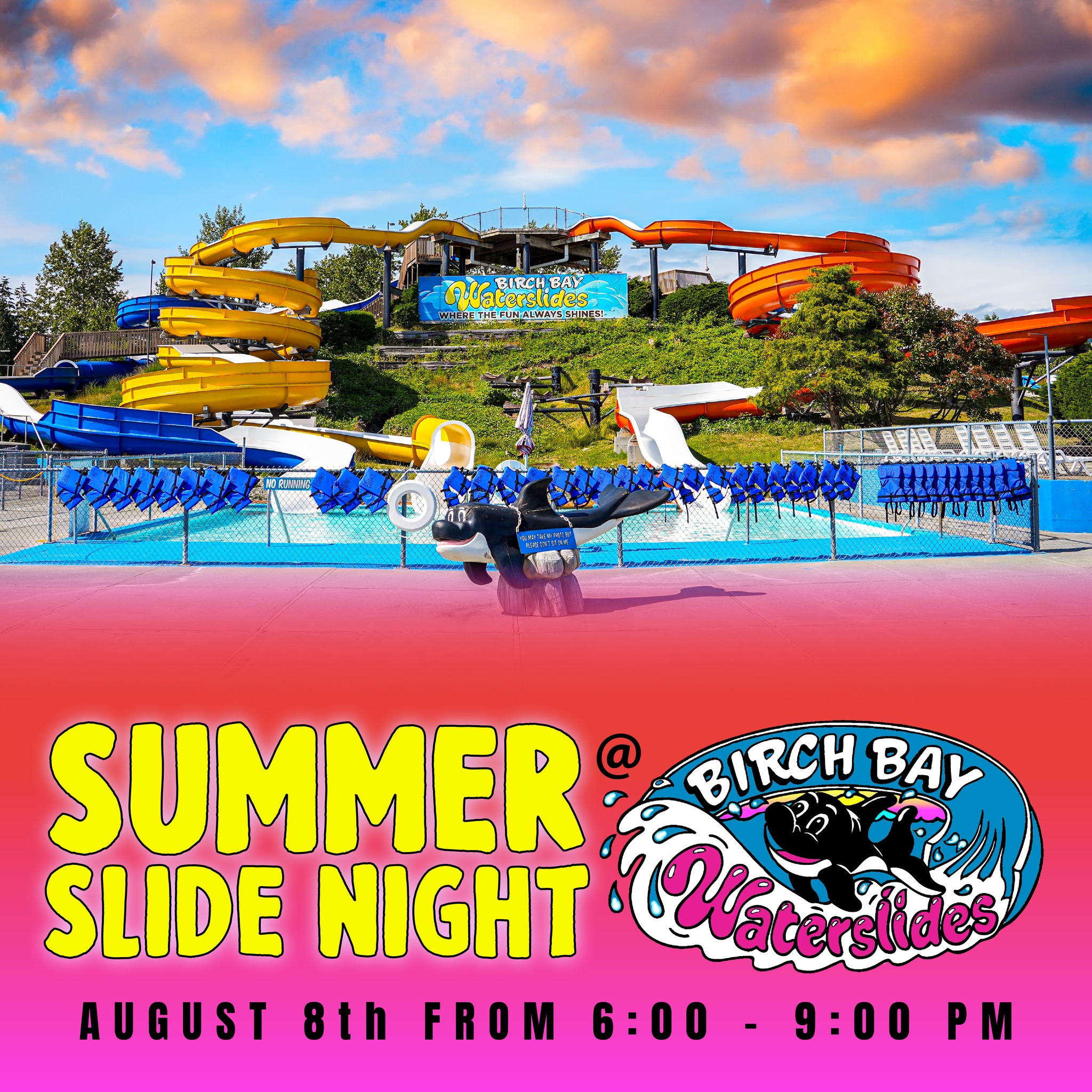 Who's ready for our Summer Slide Night?!
Join us this Friday August 8th from 6:00pm - 9:00pm for twilight fun! Tickets are $15 each and will be available at admissions window starting at 6:00pm. Will we see you there? 😎