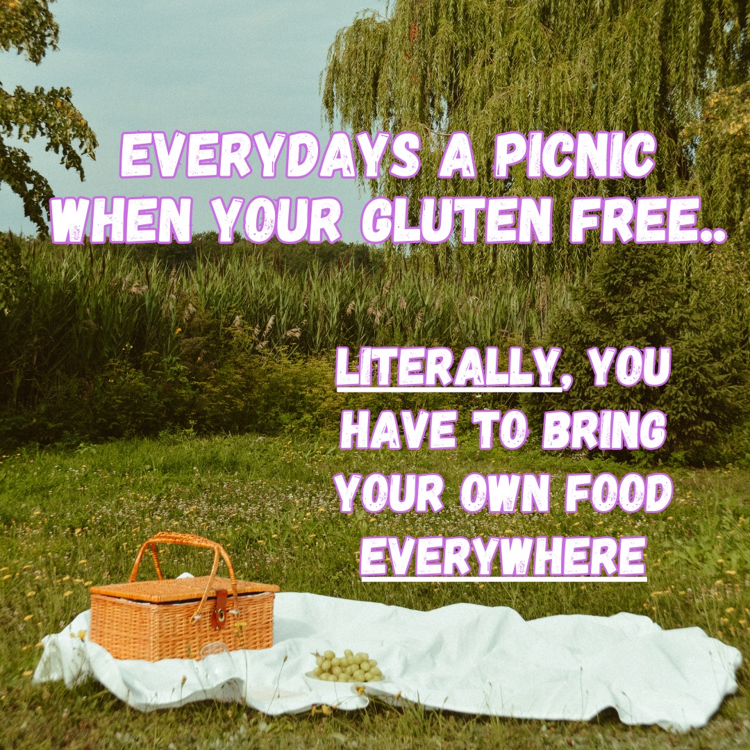 Gluten-free life is basically BYOF: Bring Your Own Food. Always.
Where’s the funniest place you’ve whipped out your snacks?