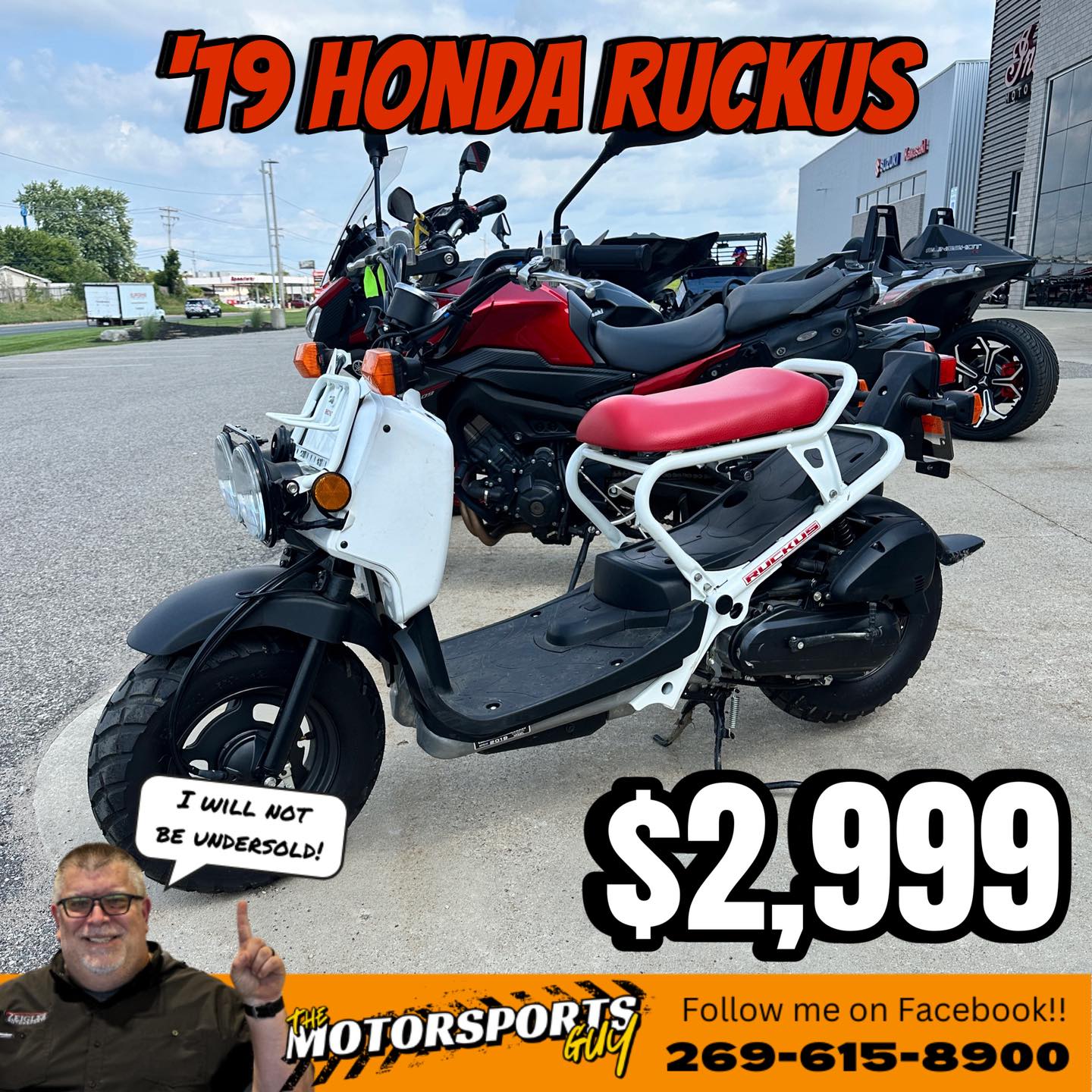 2019 Honda Ruckus – Only 300 Miles! 🛵💨
This little beast is basically still in its break-in phase — 300 miles means you’ll be the one to truly break it in and make it yours. Whether you’re zipping to the coffee shop, cruising the beach, or just flexing your scooter swagger around town, the Ruckus is pure two-wheeled fun.
Why you’ll love it:
• Legendary Honda reliability 🔧
• Rugged, minimalist design that turns heads
• Easy to ride & sip fuel like it’s a fine wine 🍷 (except it’s gas)
• Pre-owned, but feels brand new
Lightweight, nimble, and ready for adventure — this Ruckus is just waiting for its next rider. Don’t let someone else snag it!
📍 Located in Kalamazoo
📞 Call or text 2️⃣6️⃣9️⃣-6️⃣1️⃣5️⃣-8️⃣9️⃣0️⃣0️⃣
Follow The Motorsports Guy on Facebook & check out www.themotorsportsguy.com
⚠ Limited stock! Prices & availability may vary – call or message for details!