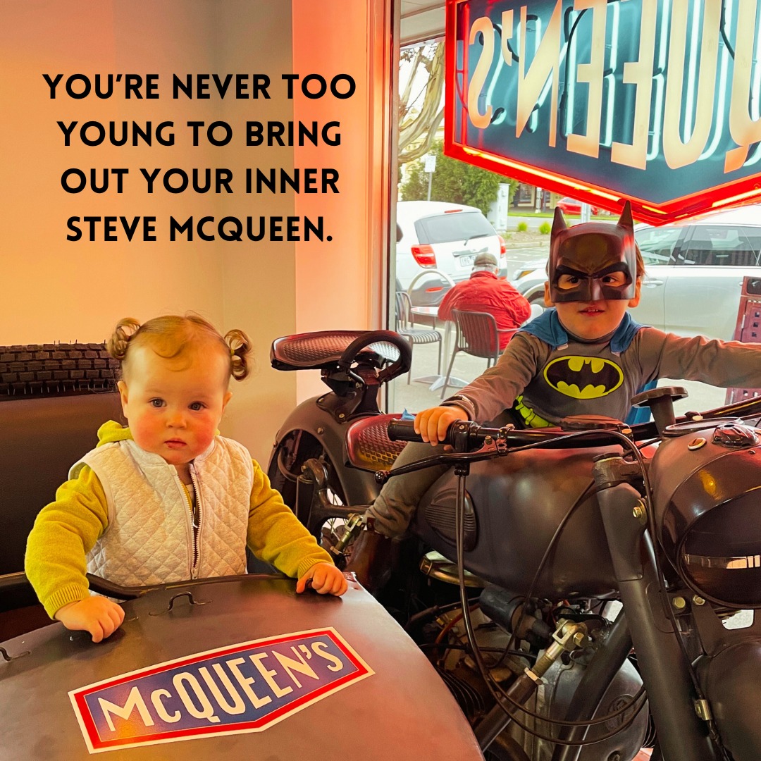 An iconic feature of McQueen’s Wood Fired Pizza and Coffee is the grey motorcycle and sidecar in front of the shop.
A favourite with kids - both big and small - the bike was made in Russia in 1957. With a design copied from the German BMW made during World War Two, the bike features a classic BMW twin 750cc 'boxer' engine.
Motorcycles like these were used as props in the movie The Great Escape where Steve McQueen’s character Hilts tries to escape a prisoner of war camp by stealing the bike (without sidecar!) and attempting to jump it over a barbed wire fence marking the border with Switzerland.
The scene was not in the original script but became the most memorable of the entire movie, and one of the most famous of Steve McQueen’s career.
So next time you're at the shop feel free to climb aboard and make your own great escape!
We are open for dark roast coffee and wood fired panini from 7 - 11 am Monday to Friday and 8 am - 12 pm on Saturday.
#mcqueenswoodfiredpizza #coffee #espresso #motobean #reaperblend #serendipity_icecream #coffeesnobsofmelbourne #caffeinedaily #VictoriaArduinoBlackEagle #buylocal #woodend #woodendvillage #lovewoodend