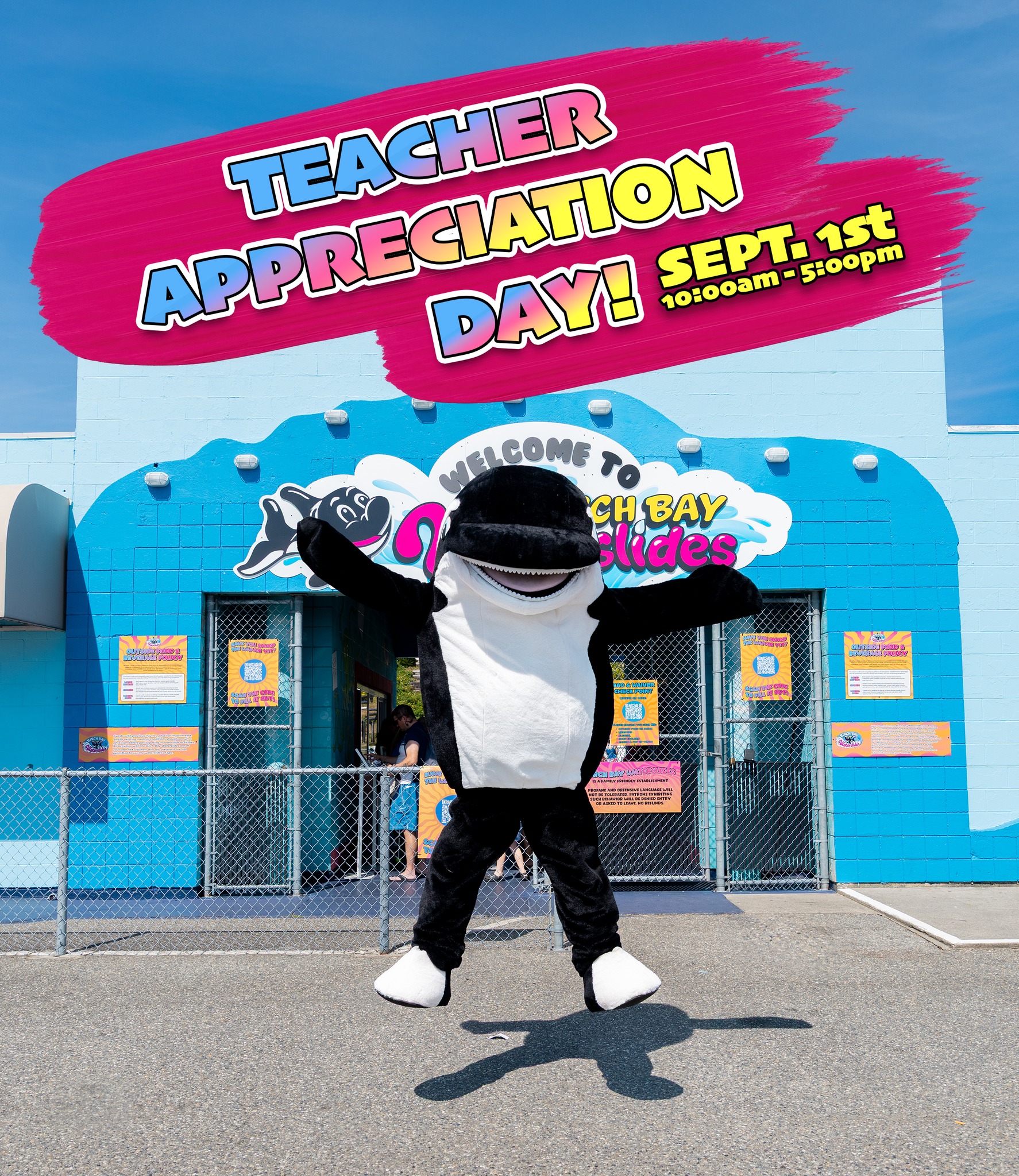 Join us in celebrating all the outstanding teachers out there! 🎉 FREE entry to ANY School District Employee (with work ID/Badge) Families of School District Employee -10% off per person at the Admissions Window. September 1st • 10:00am-5:00pm.