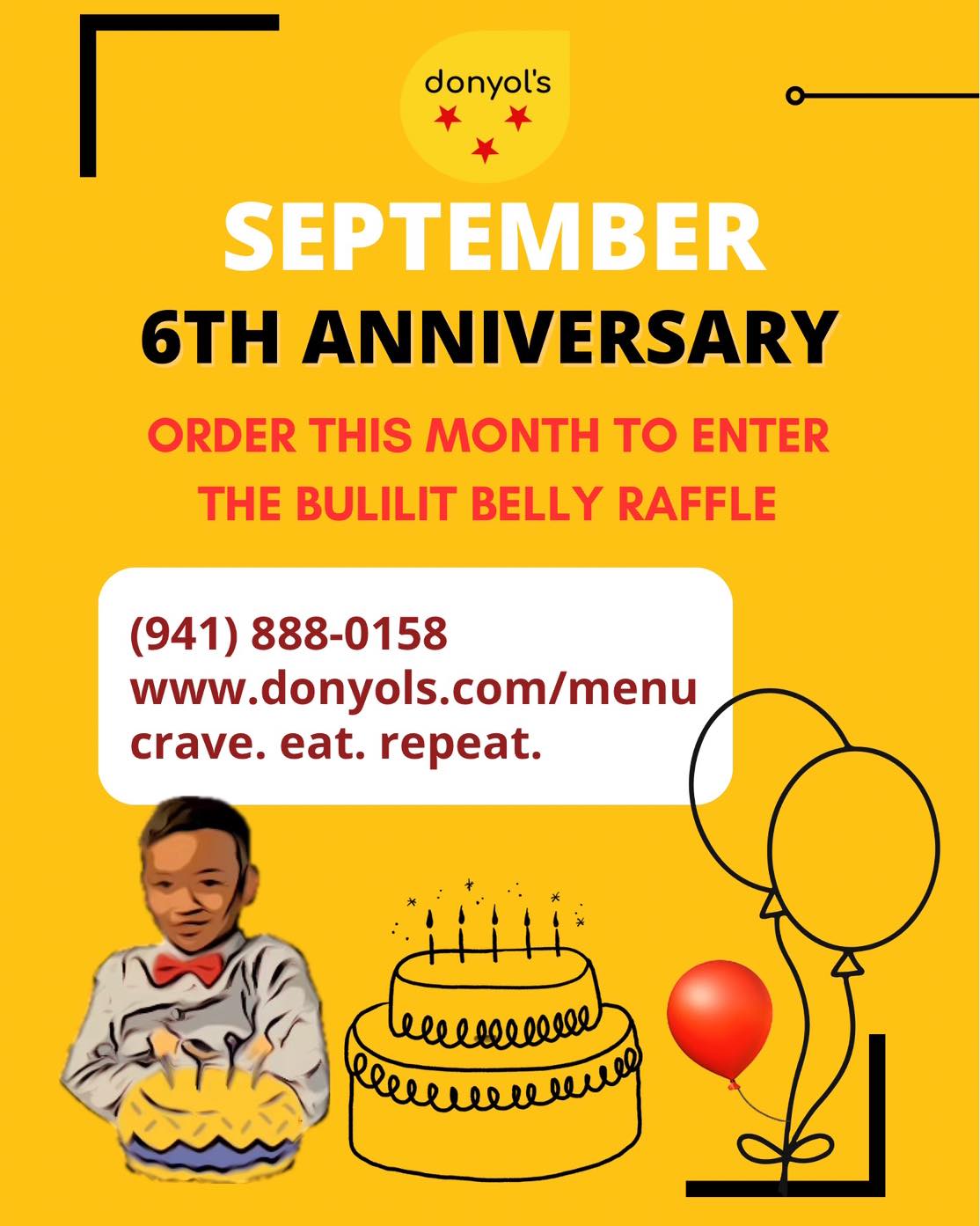 Celebrate with us and win a bulilit bellyโผ๏ธ
Any order will enter the raffleโผ๏ธ
๐๐ป๐บ๐ปMsg: (941) 888-0158
๐๐ป๐บ๐ปwww.donyols.com/menu
๐๐ป๐บ๐ปcrave. eat. repeat.
ORDER NOWโผ๏ธ #craveeatrepeat #authenticcebu #swfl #puso #donyols #filamkids #FloridaPinoy #filipinofoods #filam #authenticcebuanofoods #swflfoodies #filipinodish #craveeatrepeat๐ #authenticcebulechonbelly #filipinofoodmovement #floridapinoy #filipinocuisine #lechon #lechonbaboy #lechonbelly #siomai #putocheese๐ #acharangpapaya #latik #achara #cebulechon #cebulechonbelly #northportpinoy #shoplocalnorthport
