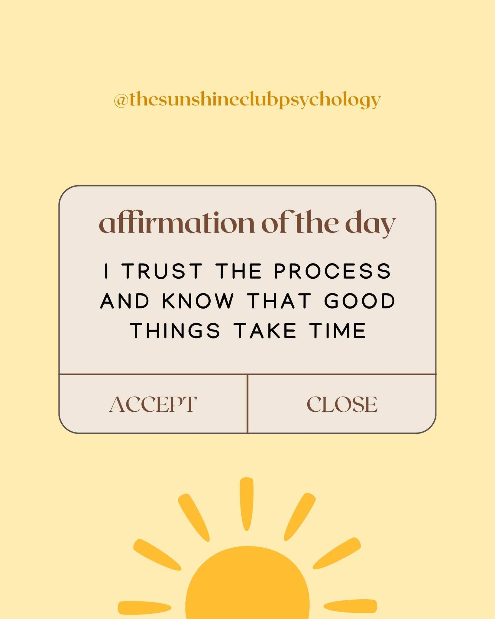 Today's affirmation is reminding you that the things you care about (and that are actually worth it) take time. Be cool, stay patient, it’s coming together.