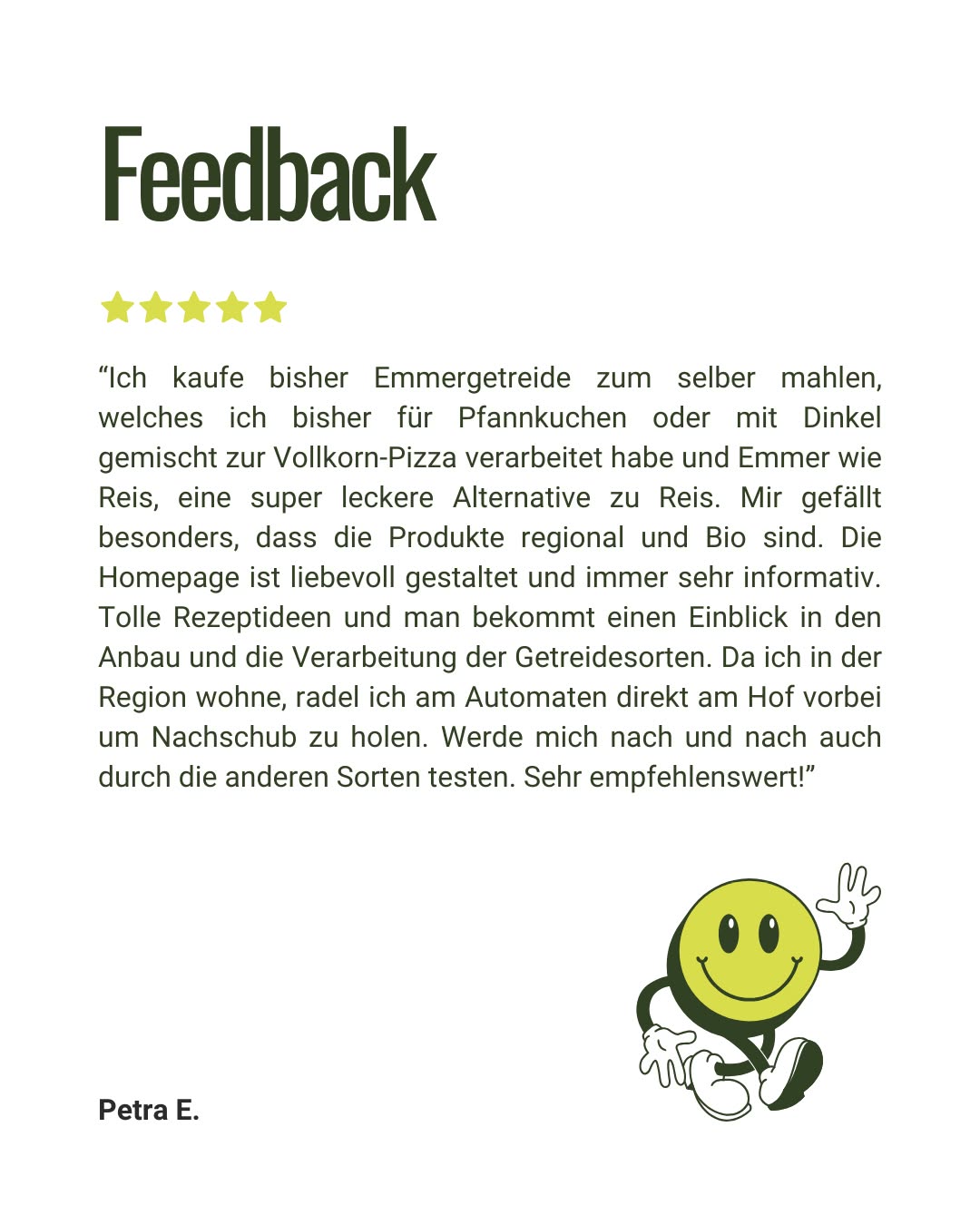 Kundenstimme ✨
Wir freuen uns riesig über so tolles Feedback – ob Pfannkuchen, Pizza oder Emmer-Reis, die Kreativität kennt keine Grenzen. Danke, Petra, für deine lieben Worte und deine Empfehlung! 🙏🚲
👉 Hast du Emmer schon ausprobiert?
#feedback #customerreview #testimonial #kurpfalzbauer #kurpfalz #regional #biogetreide