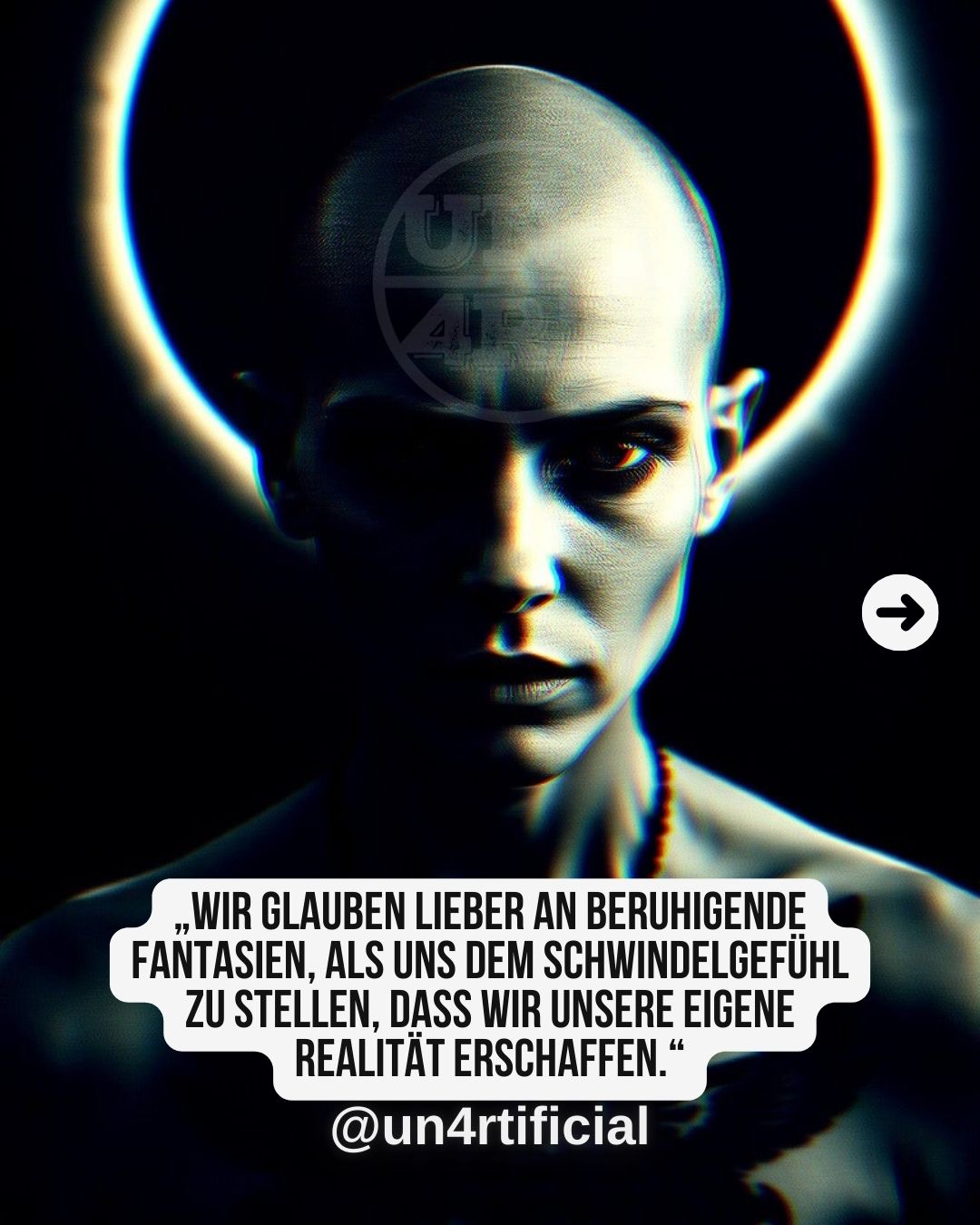 #un4rt #un4rtificial #whatis4rt #chronic4rds
DE - Die Vorstellung, dass „wir unsere Realität erschaffen“, kann in zwei Dimensionen verstanden werden. Auf individueller Ebene ist die Wahrnehmung nicht neutral: Überzeugungen, Erinnerungen und Erwartungen prägen unsere Interpretation der Welt und wirken sich auf den Körper aus, während mentale Muster bestimmte Gehirnschaltkreise verstärken. Auf kollektiver Ebene sind soziale und nicht-natürliche Elemente (Geld, Gesetze, Identitäten) das Ergebnis kollektiver Vereinbarungen, die durch Narrative gestützt werden und Phänomene wie „sich selbst erfüllende Prophezeiungen“ hervorbringen. Wir können Naturgesetze (Schwerkraft, Zeit, starke und schwache Kraft, Elektromagnetismus) nicht ändern, aber wir beeinflussen tiefgreifend unsere Lebensweise, unsere Wahrnehmung und die Organisation der Gesellschaft.
PT - A ideia de que “criamos nossa realidade” pode ser entendida em duas dimensões. No plano individual, a percepção não é neutra: crenças, memórias e expectativas moldam como interpretamos o mundo e afetam o corpo, enquanto padrões mentais reforçam circuitos cerebrais específicos. No plano coletivo, elementos sociais e não naturais (dinheiro, leis, identidades) resultam de acordos coletivos sustentados por narrativas gerando fenômenos como “profecias autorrealizáveis”. Não podemos alterar leis naturais (gravidade, tempo, força forte e fraca, eletromagnetismo), mas influenciamos profundamente nossas formas de viver, percebemos e organizamos a sociedade.
EN - The idea that ‘we create our reality’ can be understood in two dimensions. On an individual level, perception is not neutral: beliefs, memories, and expectations shape how we interpret the world and affect the body, while mental patterns reinforce specific brain circuits. On a collective level, social and non-natural elements (money, laws, identities) result from collective agreements supported by narratives, generating phenomena such as ‘self-fulfilling prophecies.’ We cannot change natural laws (gravity, time, strong and weak forces, electromagnetism), but we profoundly influence our ways of living, perceiving, and organising society.