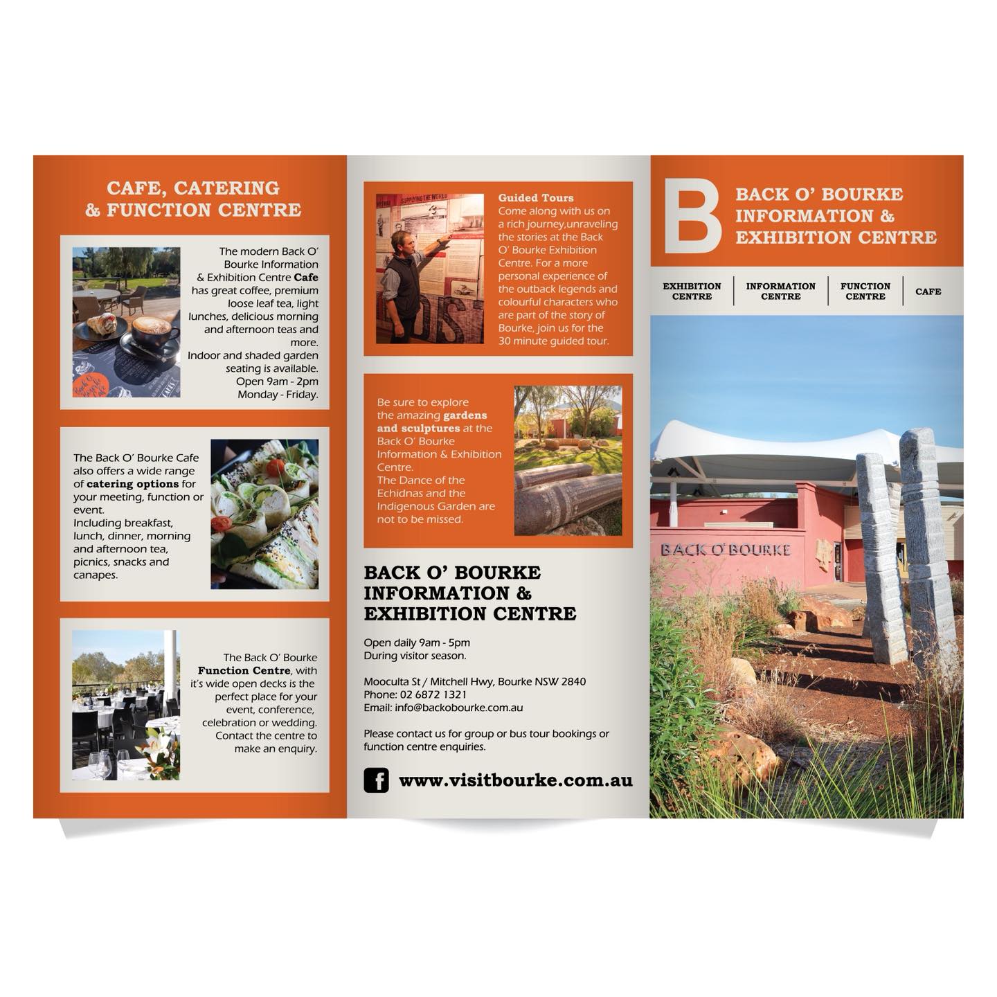 - BACK O’ BOURKE INFORMATION AND EXHIBITION CENTRE FLYER -
It’s peak tourist time in Bourke at the moment! So I thought I’d show you some of the flyers and tourism designs I have done for the Bourke Shire Council!
The first place to visit when you arrive in Bourke is the Back O’ Bourke information & Exhibition Centre!! It’s an information centre and a world class interactive exhibition about the history of Bourke and western NSW! Plus a fantastic place to have a lovely lunch or morning/afternoon tea at the cafe!! All of the attractions are in the flyer I designed!!
#lauragillarddesign #designer #bourke #bourkensw #backobourke #visitbourke #backobourkeinformationandexhibitioncentre #bobec #backobourkeinformationcentre #flyer #flyerdesign #tourismflyer
