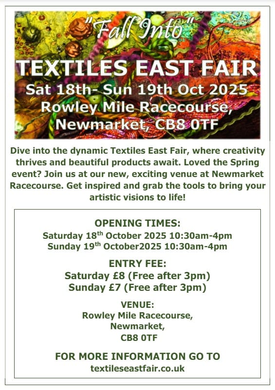 Only a few weeks until we're back at @textileseastfair but this time, it's in Newmarket and in October! Preperations have begun. See you there