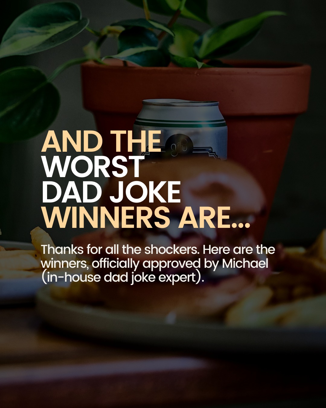 Ya'll made us truly cringe... so kudos to you!
And the Dad Joke champ is…David T! 🎉
Prize: @younghenrys slab + $50 Abattoir Blues voucher + $50 @younghenrystastingbar experience!
Runners-up: Sarah H, Ricardo T, David W-S, Birat L, you've all scored a $50 Young Henrys tasting bar experience voucher.
Reach out via DM or via email; info@abattoirblues.com.au to collect your goodies.
#YoungHenrys #WhatsOnSydney