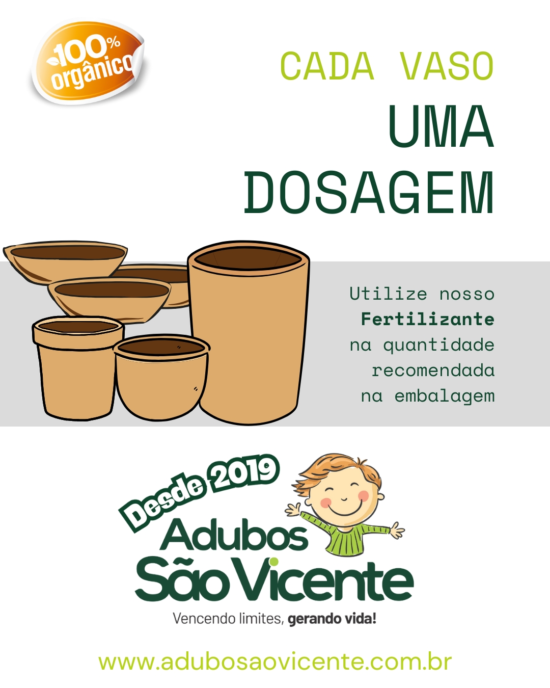🌱 Cada vaso, uma dosagem! 🌱
Para que suas plantas cresçam saudáveis e cheias de vida, é essencial respeitar a quantidade indicada de adubo.
✅ Utilize nosso Fertilizante Orgânico sempre na dosagem recomendada na embalagem.
Assim, você garante o equilíbrio certo de nutrientes, sem excessos e com resultados duradouros.
💚 Cuide bem do seu vaso, cuide bem da sua horta!
#AdubosSãoVicente #FertilizanteOrgânico #HortaEmCasa #PlantasSaudáveis
