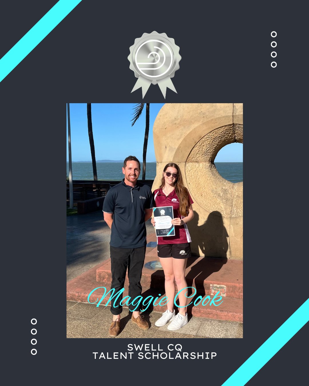 Congratulations Maggie!!
We are thrilled to recognise Maggie as a Runner-Up in the Swell CQ Talent Scholarship Program 2025.
Maggie is a Year 11 student at St Ursula’s College in Yeppoon and an outstanding student-athlete with dreams of becoming a professional beach volleyball player. She has already represented Queensland at the Australian Youth Beach Volleyball Championships (2024 & 2025), attended the Volleyball Australia National Development Program Camp, and co-captained her school, district, and Capricornia teams at the Queensland State Championships. Alongside volleyball, she has also competed in netball at state level and continues to excel academically, achieving top subject awards and even completing a university-level psychology course with distinction.
Her determination, resilience, and commitment—balancing school leadership, elite sport, and extensive travel for training—make Maggie an inspiring role model. We are proud to celebrate her achievements and excited to see her continue her journey towards representing Australia on the world stage.