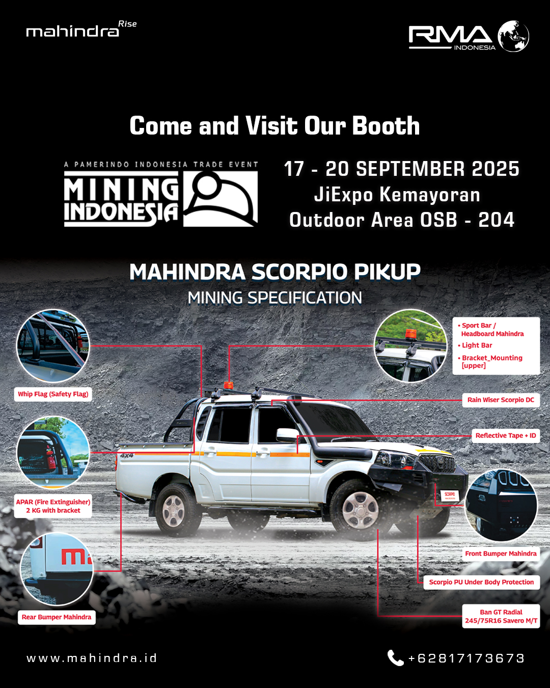 Jangan lewatkan penawaran menarik dari Mahindra Indonesia di Mining Indonesia 2025. Kunjungi booth kami dan rasakan performa terbaik dari Mahindra Scorpio PikUp.
.
.
.
#MiningIndonesia2025 #mahindra #MahindraScorpio #PikUpKeren #MahindraIndonesia #YourPartnerInSuccess #RMAIndonesia #mahindra4x4 #mining #plantation #farming #miningindonesia #minerals #coal #tambang #sobatenergi #ESDM #miningexpo #agriculture #agriculturelife #tipsandtrick #pertanian #perkebunan #pertambangan #fleet #fleetrental #rentalfleet #pickuprental