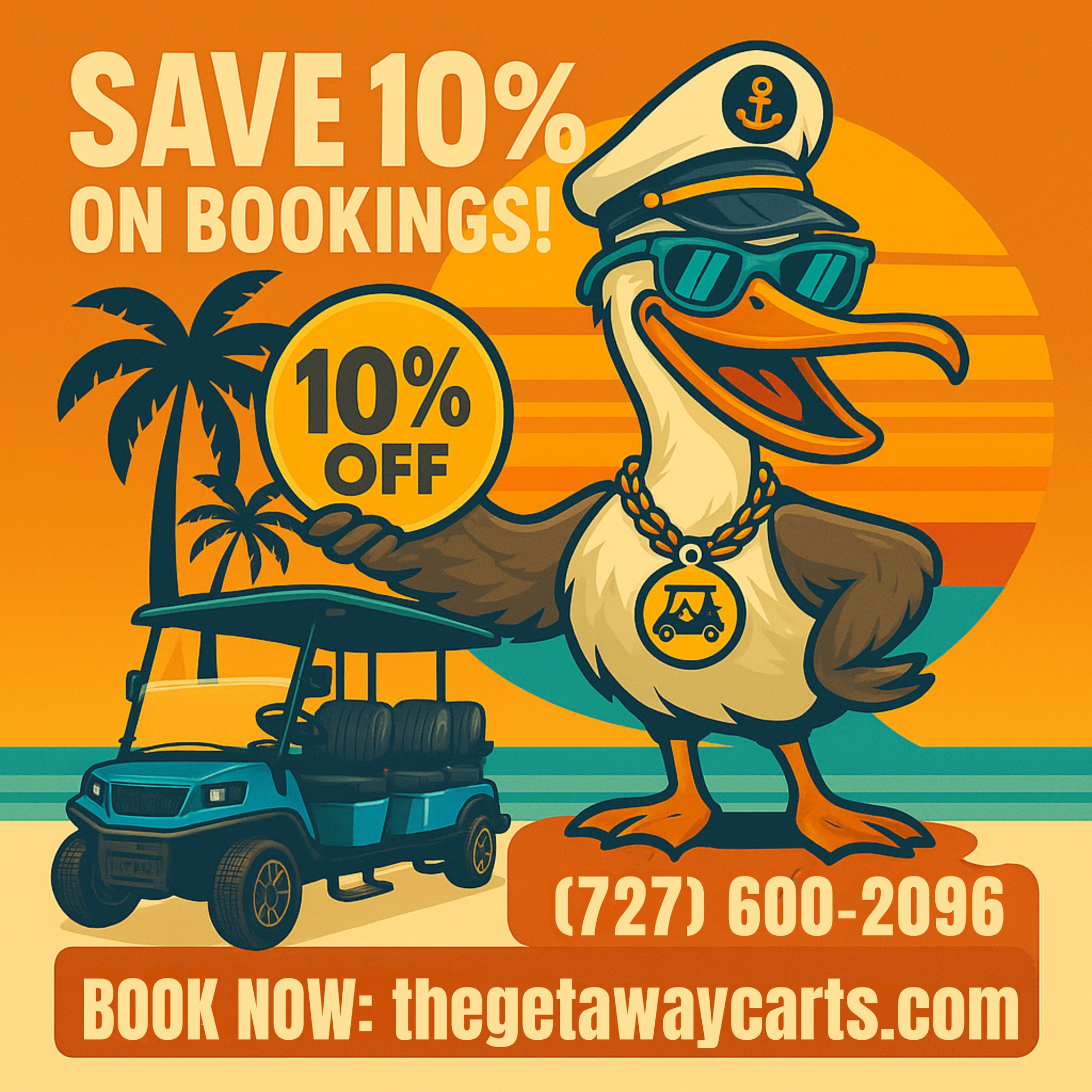 🌴🛺 Cruise the Coast & Save! 🛺🌴
For a limited time, enjoy 10% OFF your golf cart booking with The Getaway Carts! Whether you’re exploring Indian Rocks Beach, heading to dinner, or hauling beach gear in style, our 6-passenger street-legal carts make every trip easy and fun.
✨ Spacious for family & friends
✨ Delivered right to your rental
✨ Hassle-free beach parking
⚡ Don’t wait—book today and save 10%!
📲 Call/Text: (727) 600-2096
🌐 Book online: www.thegetawaycarts.com
#TheGetawayCarts #ShorelineSheldon #CruiseTheCoast #FloridaVacation #GolfCartRental #BeachLife #FamilyFun #SuncoastFlorida #BookNow