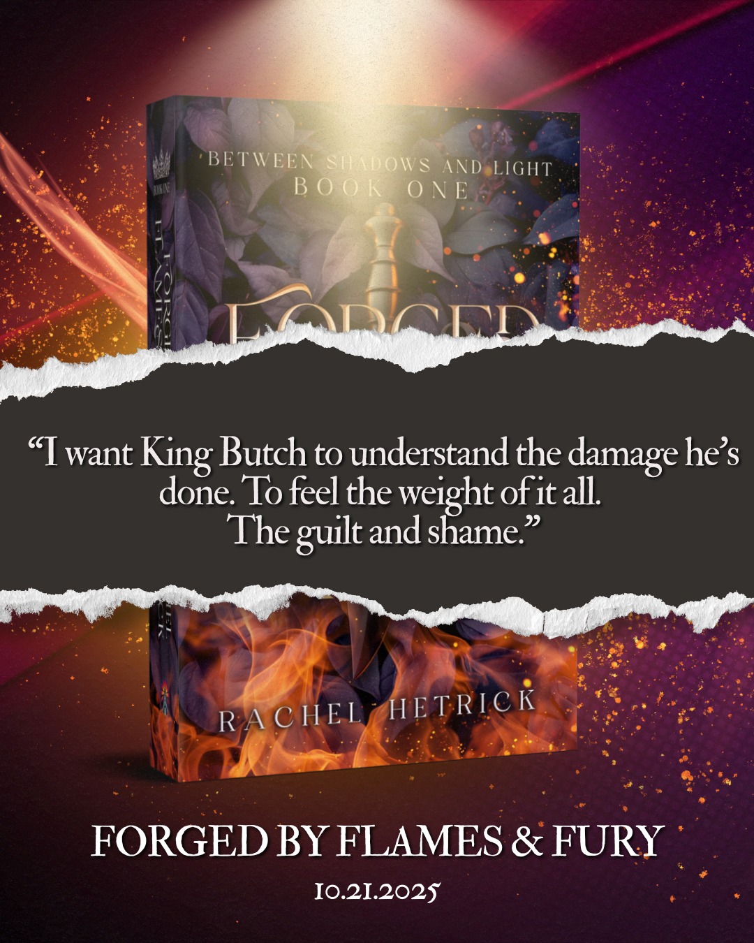 ⚔️ What happens when the only way to save your world is to become a traitor? ⚔️
Magic is Treason. Loyalty is Lethal.
Phildeterre is fractured, ruled by a king whose ancestors banished all magic. But the shadows hold secrets that could shatter his tyranny, and you're caught in the middle.
""I want King Butch to understand the damage he's done. To feel the weight of it all. The guilt and shame.""
Two women stand on opposite sides of a brewing rebellion. Fans of Shadow and Bone, Ash Princess, and Blood Heir will be swept into an epic world where they must choose: loyalty to a dying kingdom, or loyalty to the magic that could set it on fire.
Every choice is a betrayal. Every love is a risk.
Pre-order FORGED BY FLAMES & FURY (Between Shadows and Light, Book One) today and decide where your allegiance lies!
🔥 Releases 10.21.2025
➡️ https://www.amazon.com/Forged-Flames-Fury-Between-Shadows-ebook/dp/B0FMPB56VB/ref=sr_1_1
