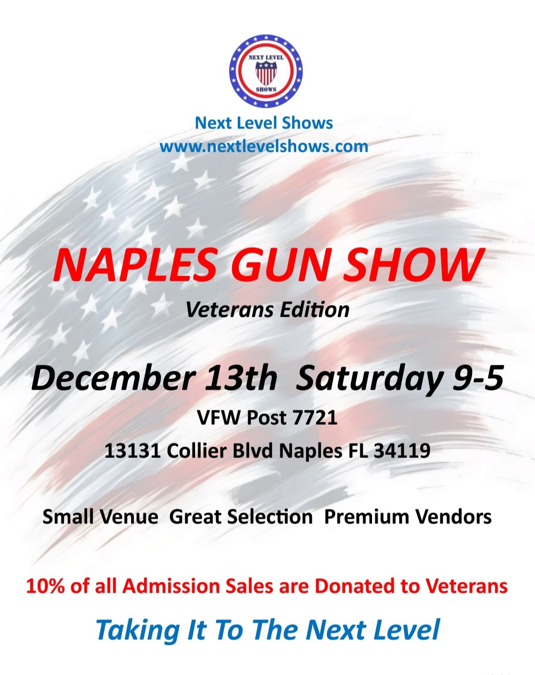 New show added. These will be veterans edition shows. SMALL VENUE GREAT SELECTION & PREMIUM VENDORS
