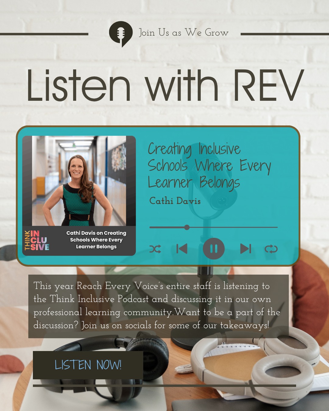 We’ve been listening together as a team — this week to Cathi Davis’s episode of the Think Inclusive podcast: “Creating Inclusive Schools Where Every Learner Belongs.”
So many moments stuck with us, especially her reminder that we can design our spaces every day to make sure everyone still feels like they belong. 💛
Now we’d love to hear from you:
➡️ What does belonging look like in your classroom, school, or community right now?
If you want to listen along and join the reflection, comment EVERYONE BELONGS below and we’ll send you the link to the episode.
#ThinkInclusive #InclusiveEducation #Belonging #PresumeCompetence #ReachEveryVoice #ListenWithREV #EveryLearnerBelongs #InclusiveSchools #AAC #NonspeakingStudents