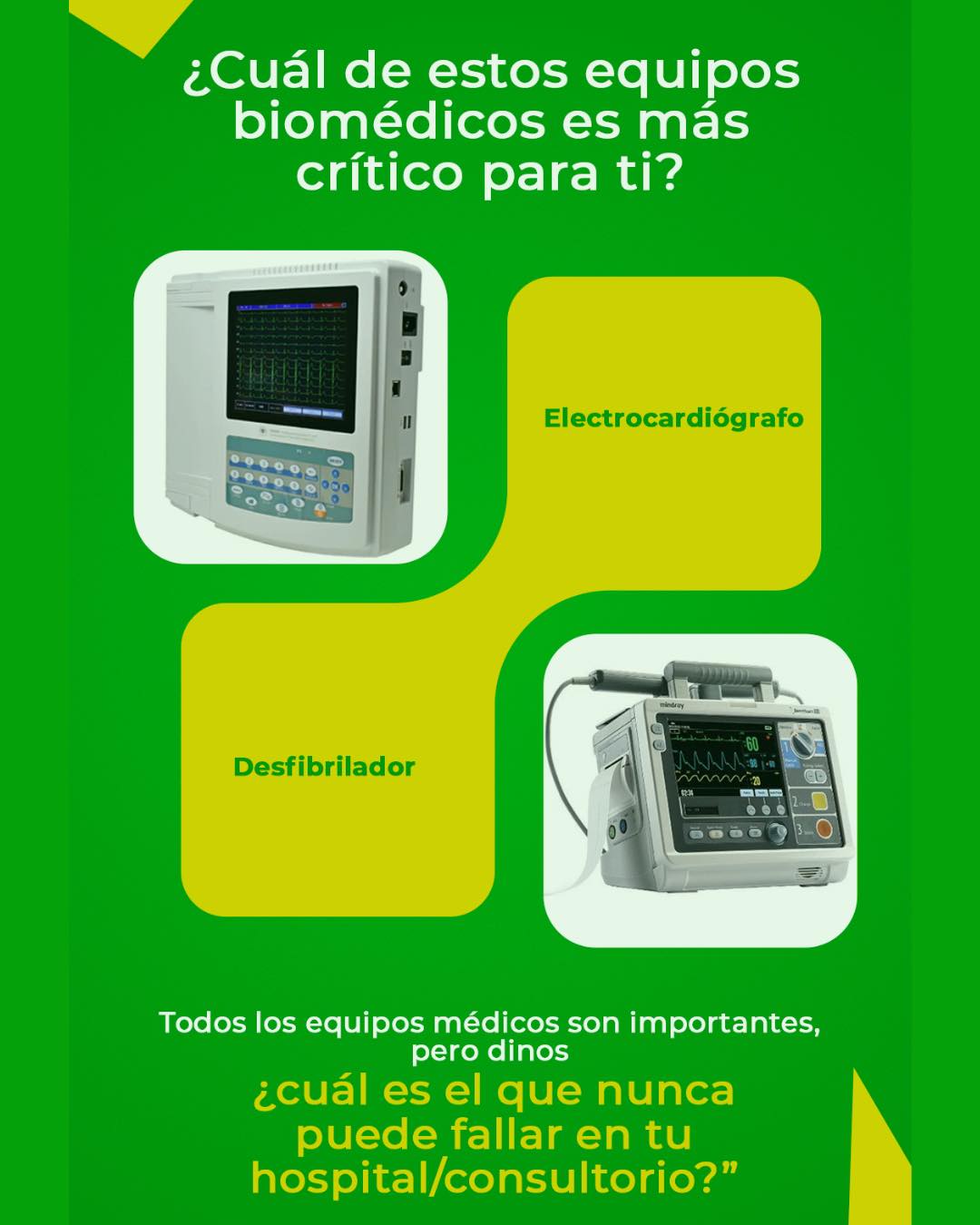 Hay equipos que pueden esperar…
y otros que simplemente no pueden fallar.
¿Cuál es el más esencial en tu hospital o consultorio? 💚⚡
Agenda tu cita de valoración con nosotros
55 4563 7146