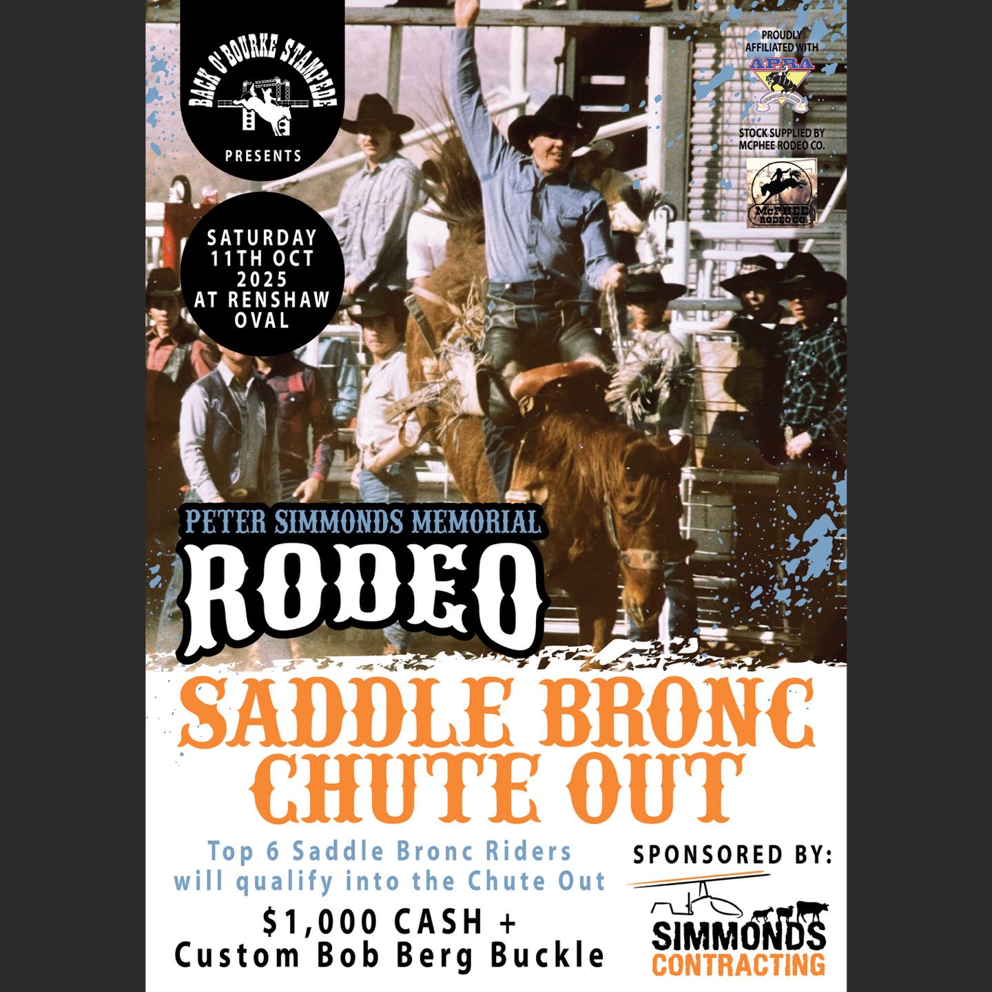 - BACK O’ BOURKE STAMPEDE -
The Back O Bourke stampede is this Saturday!! Make sure you get down to the Showgrounds for the Saddle Bronc Chute Out!!
Get your tickets on. 123tix before the event!
I’m proud to be supporting the Rodeo committee by doing all their design work!!
#lauragillarddesign #designer #visitbourke #bourke #bourkensw #backobourke #backobourkestampede #petersimmondsmemorialrodeo #rodeoaustralia #events #eventposter #posterdesign