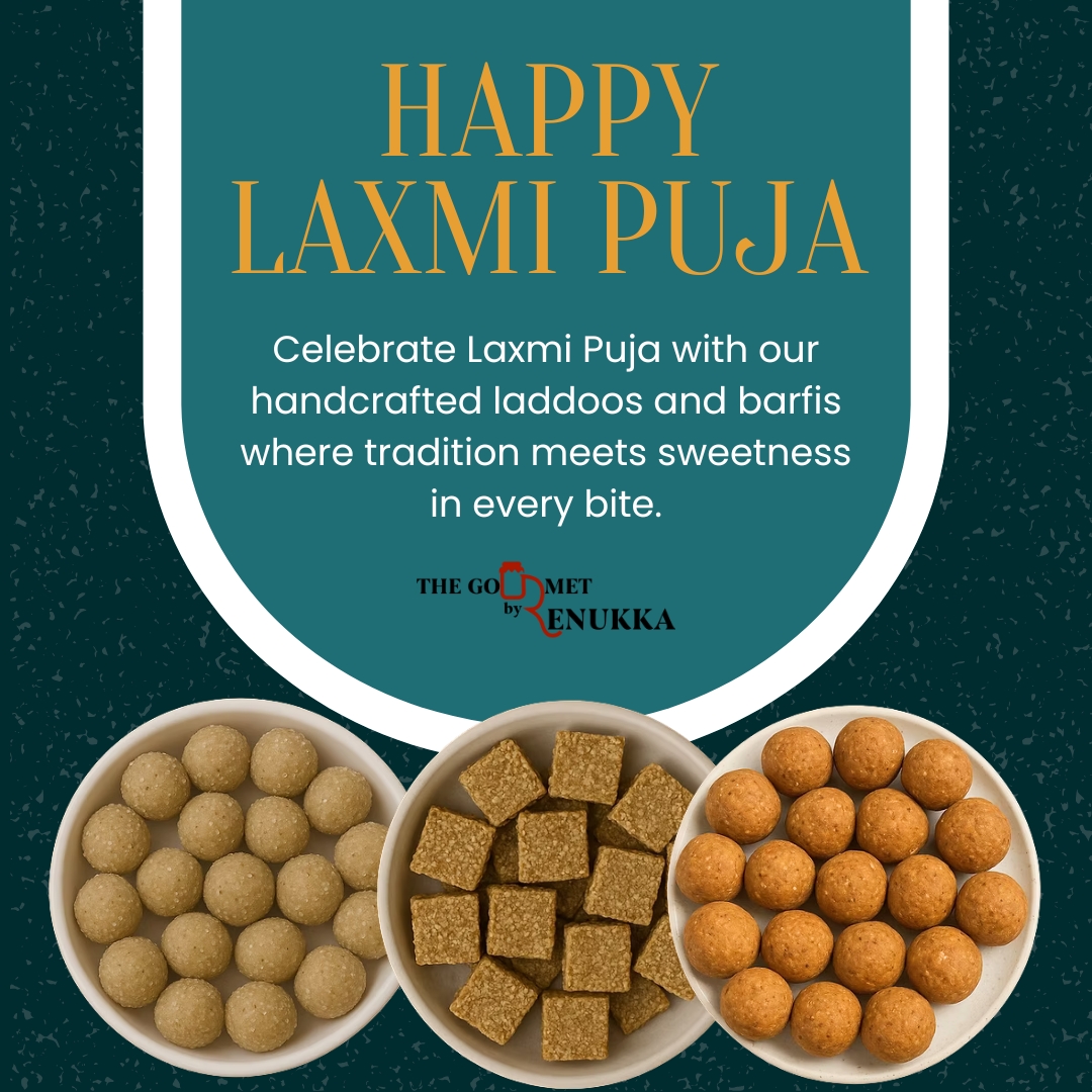 Sending you warm wishes for a blessed Lakshmi Puja! 🪔✨ Celebrate with The Gourmet by Renukka and indulge in the flavors of the season. What’s on your festive menu? Drop your favorites below! 🍽️ #LakshmiPuja #GourmetByRenukka #FestiveEats