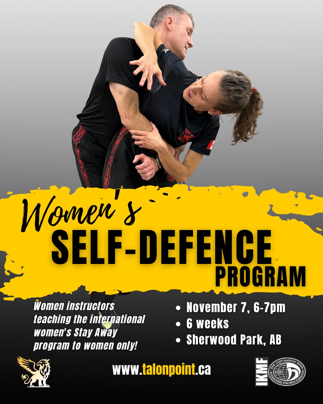 🎃 Caption — Women’s Self-Defence Program Update
We’ve made a small change — and it’s for a great reason 💛
To make things easier for moms on Halloween, our Women’s 6-Week Self-Defence Program will now begin one week later!
📅 New Dates: Fridays, Nov 7 – Dec 12
🕕 Time: 6:00 – 7:00 PM
📍 Location: Millennium Place, Sherwood Park
Same amazing program. Same supportive, empowering vibe. Just one week later so everyone can enjoy the Halloween fun with their families 🎃👩👧👦
✨ We can’t wait to kick off this powerful 6-week journey together — designed for women, taught by women, focused on confidence, awareness, and real-world skills.
👉 Reserve your spot now - link in our bio!
#TalonPointDefence #WomensSelfDefence #EmpowerWomen #KravMagaCanada #BeHard2Kill #ConfidenceThroughTraining #EdmontonWomen #YEGWomen #YEGFitness #EdmontonFitness #YEGStrong #MillenniumPlace #SherwoodPark #TalonPointCommunity #SelfProtection #SituationalAwareness #TrainForLife #EmpowerYourself #BuildingConfidence #WomenWhoTrain #YEGCommunity #PersonalSafety #KravMagaLife #StrongWomen #SelfDefenceCanada #YEGTraining #FunctionalFitness #TrainSmart #ConfidenceBuilder #EdmontonTraining