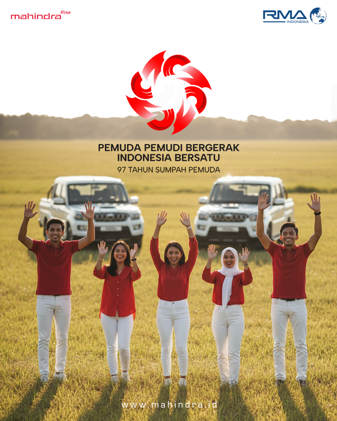 Hari ini, kita merayakan semangat yang tak pernah padam Sumpah Pemuda.
1. Kami putra dan putri Indonesia, mengaku bertumpah darah yang satu, tanah air Indonesia.
2. Kami putra dan putri Indonesia, mengaku berbangsa yang satu, bangsa Indonesia.
3. Kami putra dan putri Indonesia, menjunjung bahasa persatuan, bahasa Indonesia.
Dari generasi ke generasi, semangat “Bertanah Air Satu, Berbangsa Satu, dan Berbahasa Satu” terus hidup dalam langkah pemuda-pemudi Indonesia.
Bersama Mahindra, kami percaya bahwa perubahan dimulai dari keberanian untuk bergerak maju, bergandengan tangan, dan menatap masa depan dengan penuh keyakinan.
Pemuda Pemudi Bergerak, Indonesia Bersatu!
.
#MahindraIndonesia #SumpahPemuda #IndonesiaBersatu #RiseForBetter #MahindraScorpioPickup #MahindraScorpio #PikUpKeren #MahindraIndonesia #YourPartnerInSuccess #RMAIndonesia #mahindra4x4 #mining #plantation #farming #miningindonesia #minerals #coal #tambang #sobatenergi #ESDM #miningexpo #agriculture #agriculturelife #tipsandtrick #pertanian #perkebunan #pertambangan #fleetrental
