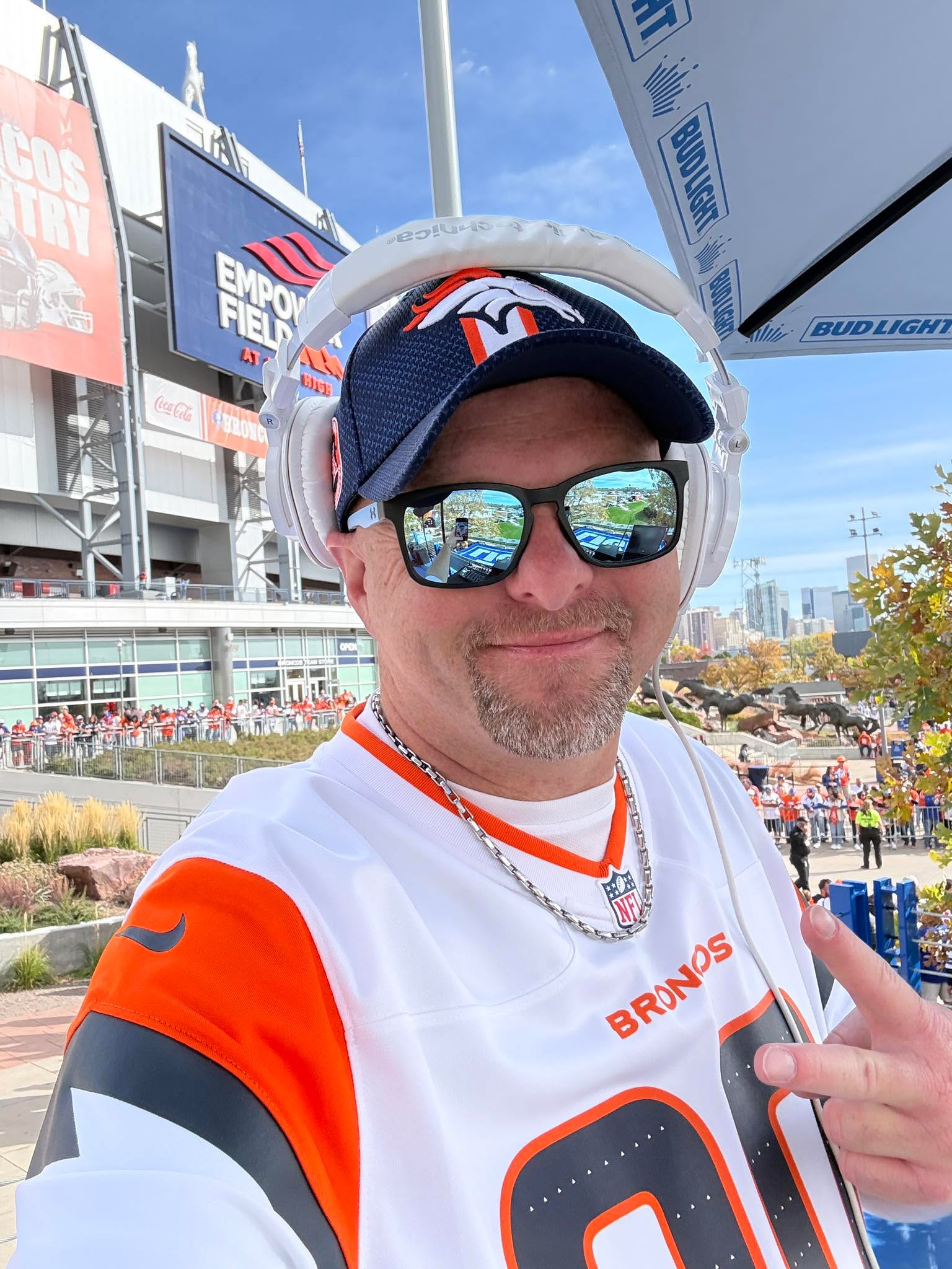 Game time! DJing for the @broncos & @budlight at the VIP Tailgate Party with @thepineappleagency at @empowerfieldatmilehigh