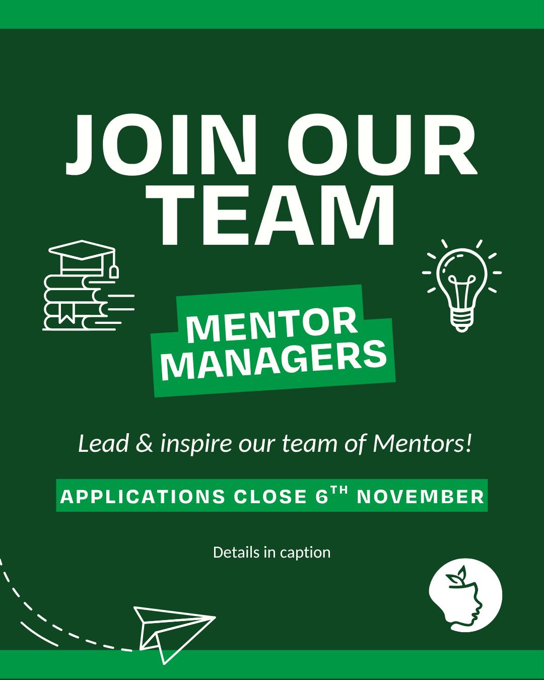 ๐ฃ Weโre looking for motivated communicators and collaborators to join our Mentor Manager Team!
What youโll do:
๐ก Lead and empower CHASE Mentors and Team Leaders
๐ก Engage with Mentors through training, catch ups, and events
๐ก Ensure collaboration and communication between Mentors and the CHASE committee
Weโre looking for someone who:
๐ Has a passion for education, public health, and creating social change
๐ Thrives in leadership and teamwork
๐ Is a creative problem-solver
๐ Is highly organised with the capacity to work under pressure
โฐ Time Commitment: 7 hours per week, for a minimum of 12 months.
๐ค 2x positions available
โจ Join us and be part of a movement that inspires, educates, and empowers.
๐ View the position description and apply now via our LINK IN BIO.
๐ง Questions? Reach out at recruitment@chaseprogram.org.au
๐๏ธ Applications close THURSDAY 06 NOVEMBER.
