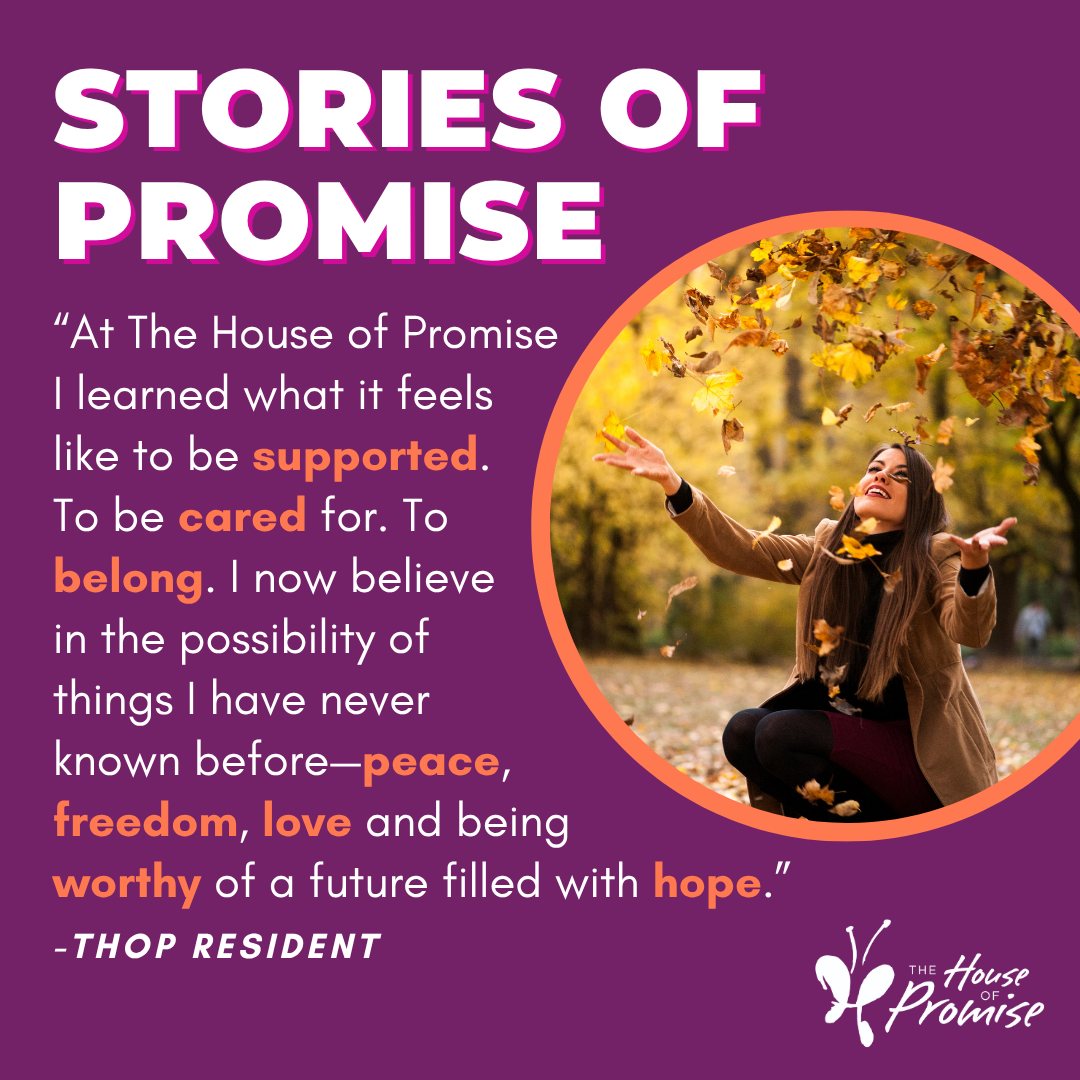 One of our residents shares her journey of healing and hope. She’s discovering peace, freedom, and the power of belonging. At The House of Promise, survivors are rewriting their stories — one day, one breakthrough, one moment of hope at a time.