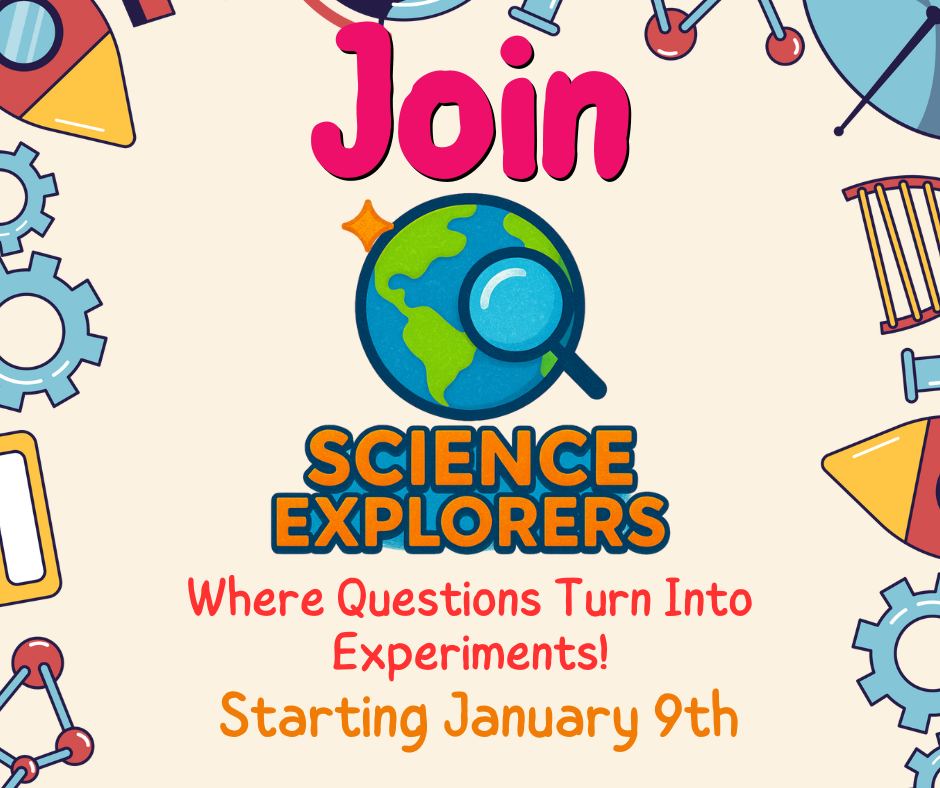 Discover. Experiment. Explore.
This January, Science Explorers Club blasts off at Prolific Creation Studios!
Kids ages 6+ will dive into the power of nature—from rumbling earthquakes to swirling storms and erupting volcanoes—through hands-on experiments that spark curiosity and wonder. 🔬✨
It’s messy, it’s exciting, and it’s science like you’ve never seen before!
🧪 Ages 6+
🗓 Fridays | 11:00–12:30
💵 $25 per class
📍 Prolific Creation Studios
👉 Spaces are limited—reserve your spot now and let your child’s curiosity come alive!
https://www.prolificcreations.org/product-page/science-explorers-club