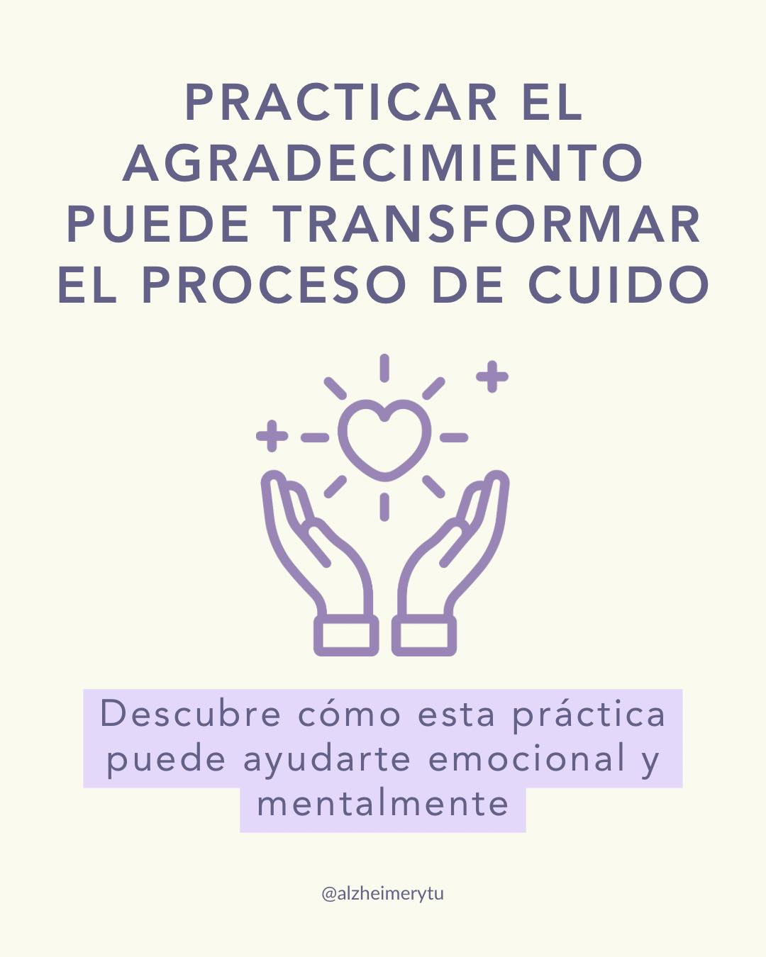 🙏🏻 El agradecimiento no borra el Alzheimer, pero transforma la experiencia de cuidarlo.
Ser cuidador(a) no es fácil. Pero elegir agradecer, aun en lo difícil, puede ser una herramienta poderosa para tu bienestar.
💬 ¿Practicas la gratitud en tu día a día como cuidador? Cuéntanos en los comentarios.
#AlzheimerYTú #MesDelCuidador