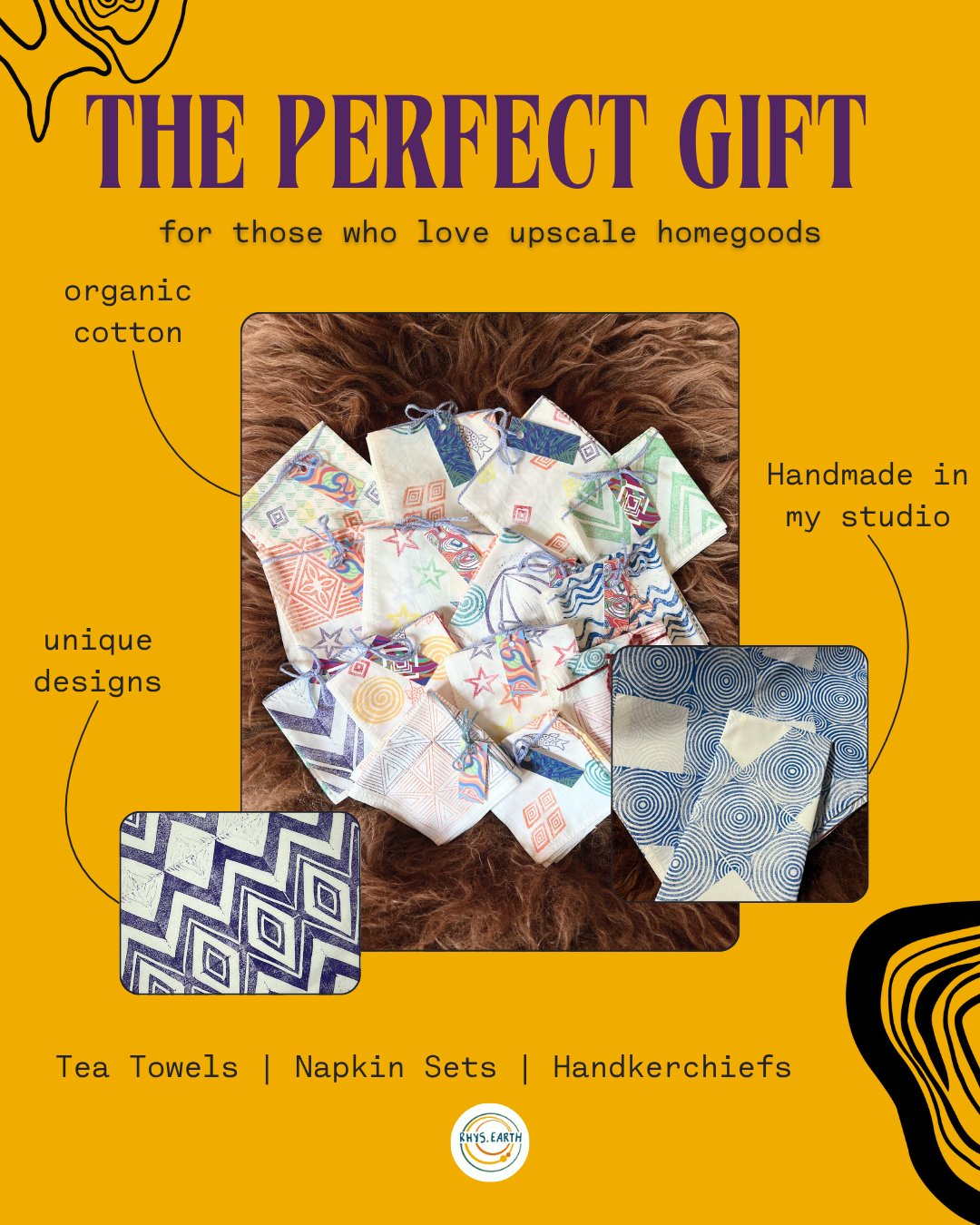 Coming soon! My hand-made handkerchief sets, tea towels, and napkin sets are available for holiday gifting. I'm obviously biased and think they make great gifts for ANYONE ( but where they REALLY SHINE is for people you LIKE BUT DON'T KNOW that well.
Did you pull the name of a coworker from another department in Secret Santa? PERFECT recipient for a hand-block printed TEA TOWEL! ($25)
Distant cousin coming to your gift exchange? I bet they would LOOK DANDY with a sweet SET OF 4 HANDKERCHIEFS! (mixed patterns $30)
Need a host gift to impress your neighbor whose holiday party is the annual event of the year? EVERY PARTY needs a set of stunning organic cotton NAPKINS (2 for $30, 4 for $50)
Organic hand-made linens! Nice enough to show you are making an effort, but useful enough to know they won't sit gathering dust unused!
I'll be posting specific sets and patterns here and on my other channels as they are completed and ready for shipping. Feel free to reach to DM me if you are keen to jump in and pick first before they are posted.