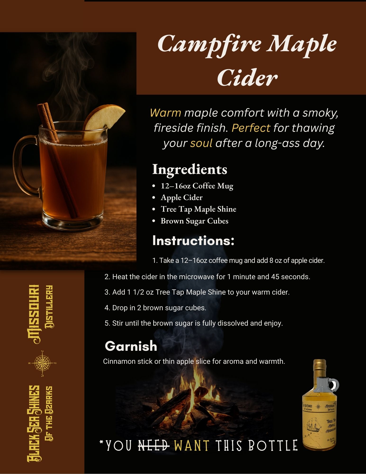 Hot off the Press. A new Recipe from your favorite Distillery in Kimberling City, Missouri. See all of our posted recipes on our website at www.blackseashines.com
#Thanksgiving #branson #whiskeygram #shines #Missouri #Whiskeylovers #thanksgivingmissouri #tablerocklake #bransonmissouri #whiskeybiz #whiskey #westerncherokeenation