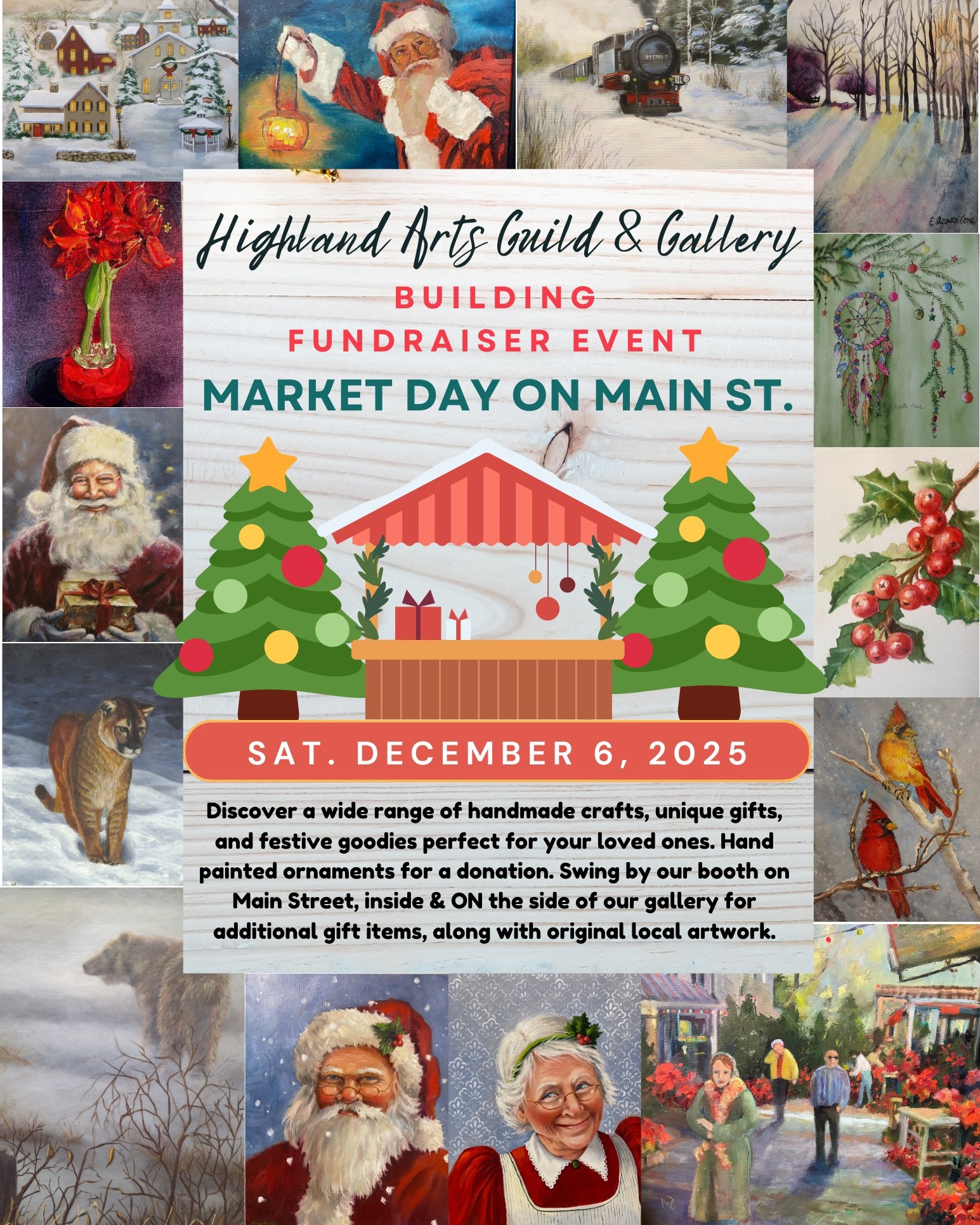 Downtown Marble Falls will be buzzing with events on Saturday, December 6th, so stop by the gallery for a good cause!