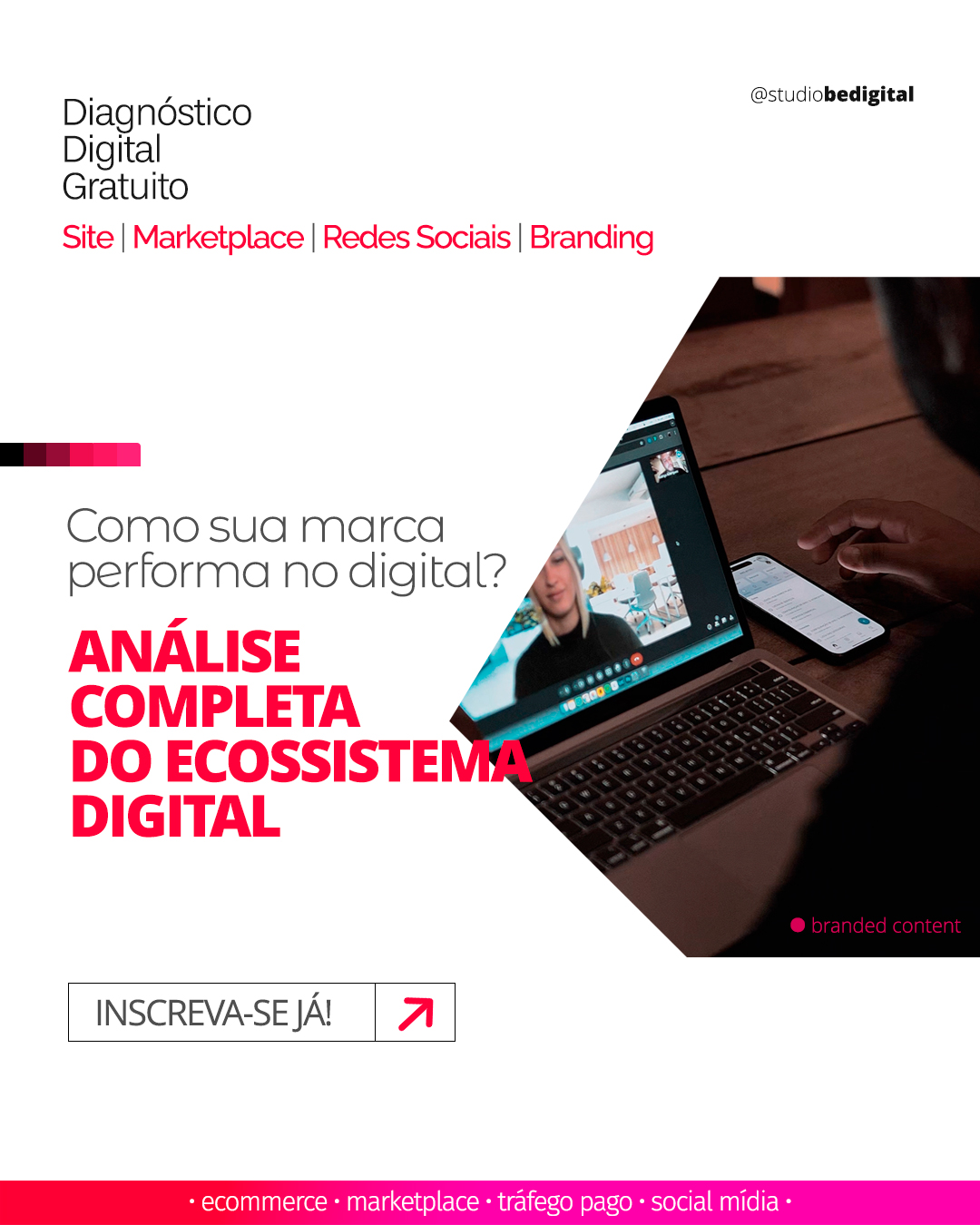 Diagnóstico gratuito do seu ecossistema digital.
Descubra exatamente o que está travando o crescimento da sua marca no:
✔️ Marketplace
✔️ Redes Sociais
✔️ E-commerce
✔️ Branding
✔️ Mídia Paga
✔️ SEO e muito mais
Receba uma análise completa com pontos de atenção, oportunidades e próximos passos claros para escalar seu digital.
Fale conosco > link na bio
Vagas limitadas.