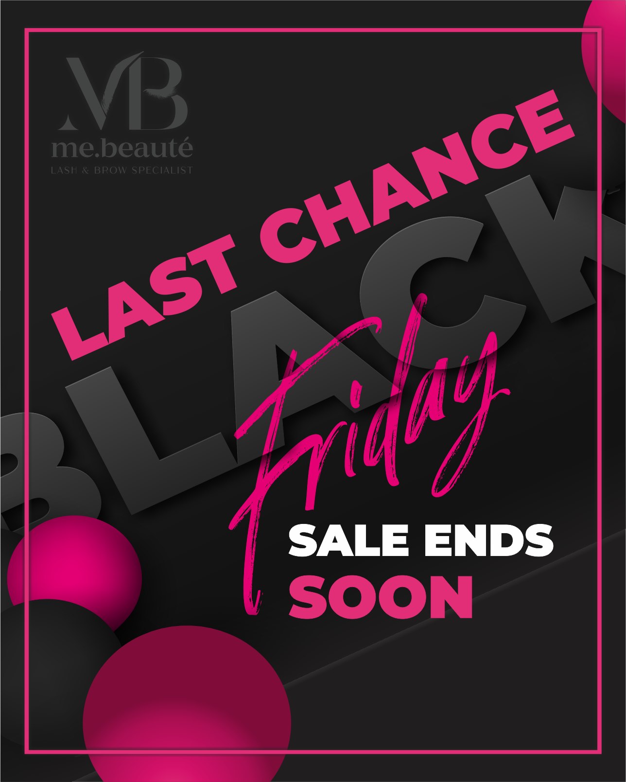 🚨LAST CHANCE 🚨
You have ONE more hour to shop our best Black Friday Sale ever!
Head online now and stock up your salon - just in time for the festive season rush.
🖤 30% OFF Me Beaute
🖤 10% OFF sitewide
#mebeautenz #premadelashfan #salonsupplier #nzownedbusiness #salonprofessional