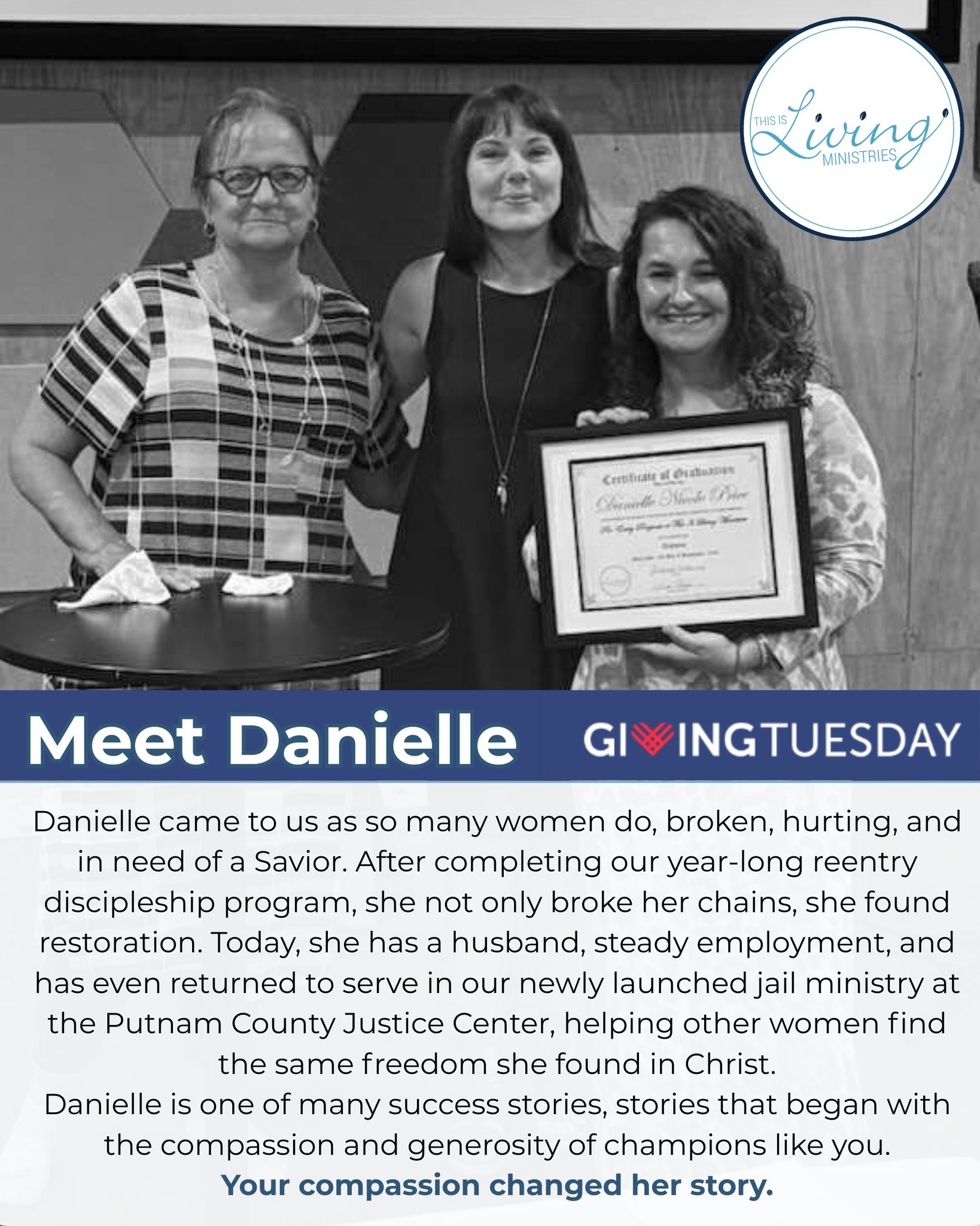 When a woman like Danielle enters This is Living Ministries, ๐๐๐๐๐๐๐๐๐๐ ๐๐๐๐๐๐๐. Ministry meets motion as she receives biblical foundation, discipleship, trauma informed care, life skills training, and the support she may have never had.
While this is going on, she does not pay any program fees until her final employment phase, allowing her to truly focus on healing and growth without worry. We cover those costs.
๐๐ก๐ข๐ฌ ๐ข๐ฌ ๐ฐ๐ก๐๐ซ๐ ๐๐ก๐๐ฆ๐ฉ๐ข๐จ๐ง๐ฌ ๐ฅ๐ข๐ค๐ ๐ฒ๐จ๐ฎ ๐ฆ๐๐ค๐ ๐๐ฅ๐ฅ ๐ญ๐ก๐ ๐๐ข๐๐๐๐ซ๐๐ง๐๐.
Your support creates a lifeline in the exact window where most women fall through the cracks. Because of you, they are not returning to the same cycles. They are finding Christ in a safe, supportive environment that transforms everything.
๐๐ก๐ ๐ซ๐๐ฌ๐ฎ๐ฅ๐ญ๐ฌ ๐ฌ๐ฉ๐๐๐ค ๐๐ฅ๐๐๐ซ๐ฅ๐ฒ.
๐ Over 90 percent of our graduates ๐ง๐๐ฏ๐๐ซ ๐ซ๐๐ญ๐ฎ๐ซ๐ง to prison.
๐ One hundred percent secure employment.
๐And every five women who remain free for seven years save taxpayers over one million dollars in public burden spending.
But more than this, women like Danielle find hope, and hope changes everything.
๐This #givingtuesday, your partnership matters more than ever.
Your gift provides safe housing, discipleship, trauma informed care, life skills, job training, and the support that helps these women walk in freedom. You help her heal, rebuild, and step into who God called her to be.
โ๏ธ ๐๐ข๐ฅ๐ฅ ๐ฒ๐จ๐ฎ ๐ฆ๐๐ค๐ ๐ ๐ญ๐๐ฑ-๐๐๐๐ฎ๐๐ญ๐ข๐๐ฅ๐ ๐๐ข๐ฏ๐ข๐ง๐ ๐๐ฎ๐๐ฌ๐๐๐ฒ ๐ ๐ข๐๐ญ ๐ญ๐จ๐๐๐ฒ ๐๐ง๐ ๐๐จ๐ง๐ญ๐ข๐ง๐ฎ๐ ๐ญ๐ก๐ ๐ฅ๐ข๐๐ ๐๐ก๐๐ง๐ ๐ข๐ง๐ ๐ฐ๐จ๐ซ๐ค ๐ฒ๐จ๐ฎ ๐ก๐๐ฏ๐ ๐๐ฅ๐ซ๐๐๐๐ฒ ๐ก๐๐ฅ๐ฉ๐๐ ๐๐ซ๐๐๐ญ๐?
A special gift of $50, $100, or $500 will provide the safe housing, care, and training she needs to walk in lasting freedom.
To make a gift, please visit:
๐ www.thisislivingministries.org/give
๐ Donor Advised Fund giving is available through the National Christian Charitable Foundation (NCF Giving Fund: #5098009).
#thisisliving #givingtuesday #fromaprison2apalace #cookevilletn