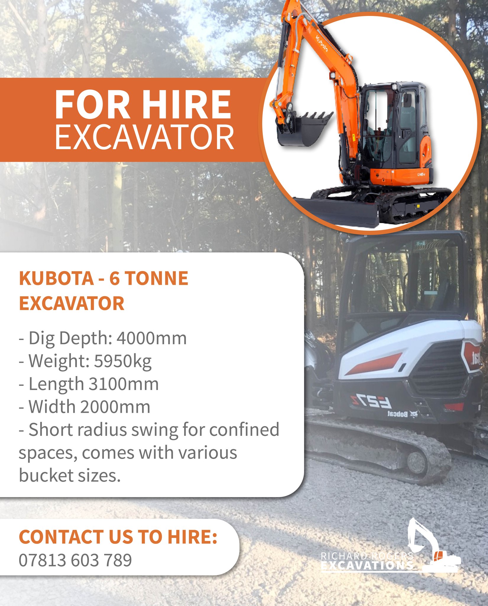 Need serious power on site? ๐๐ฅ
Our 6-ton excavator is built for big jobs - perfect for major site clearances and capable of loading 8-wheeler tippers with ease. With a short-radius swing for tight spaces, hydraulic quick-hitch and a full range of bucket sizes, itโs ready for any task.
Available for hire across Merseyside, Cheshire, Chester
& the Wirral.
Get in touch today for competitive hire rates!
๐ฒ 07813603789
#PlantHire #MiniDigger #Kubota #Groundworks
#Excavation #Merseyside #Cheshire #richardrogers
#wirral