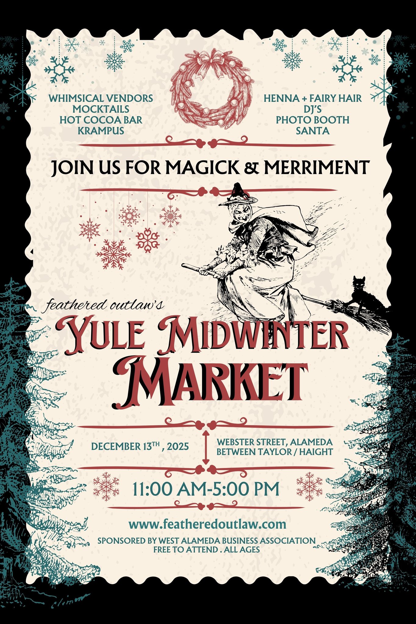 We're so excited to be a part of this year's Yule Midwinter Market! Come join us as we celebrate and showcase our seasonal offerings alongside the amazing folks at @thefeatheredoutlaw, and so many other incredible vendors and small businesses!! #featheredoutlawsmagickalmarket #westalamedabusinessassociation #SupportSmallBusiness #witchymarket #witchesofinstagram #bayareawitches #goldenapplemetaphysical