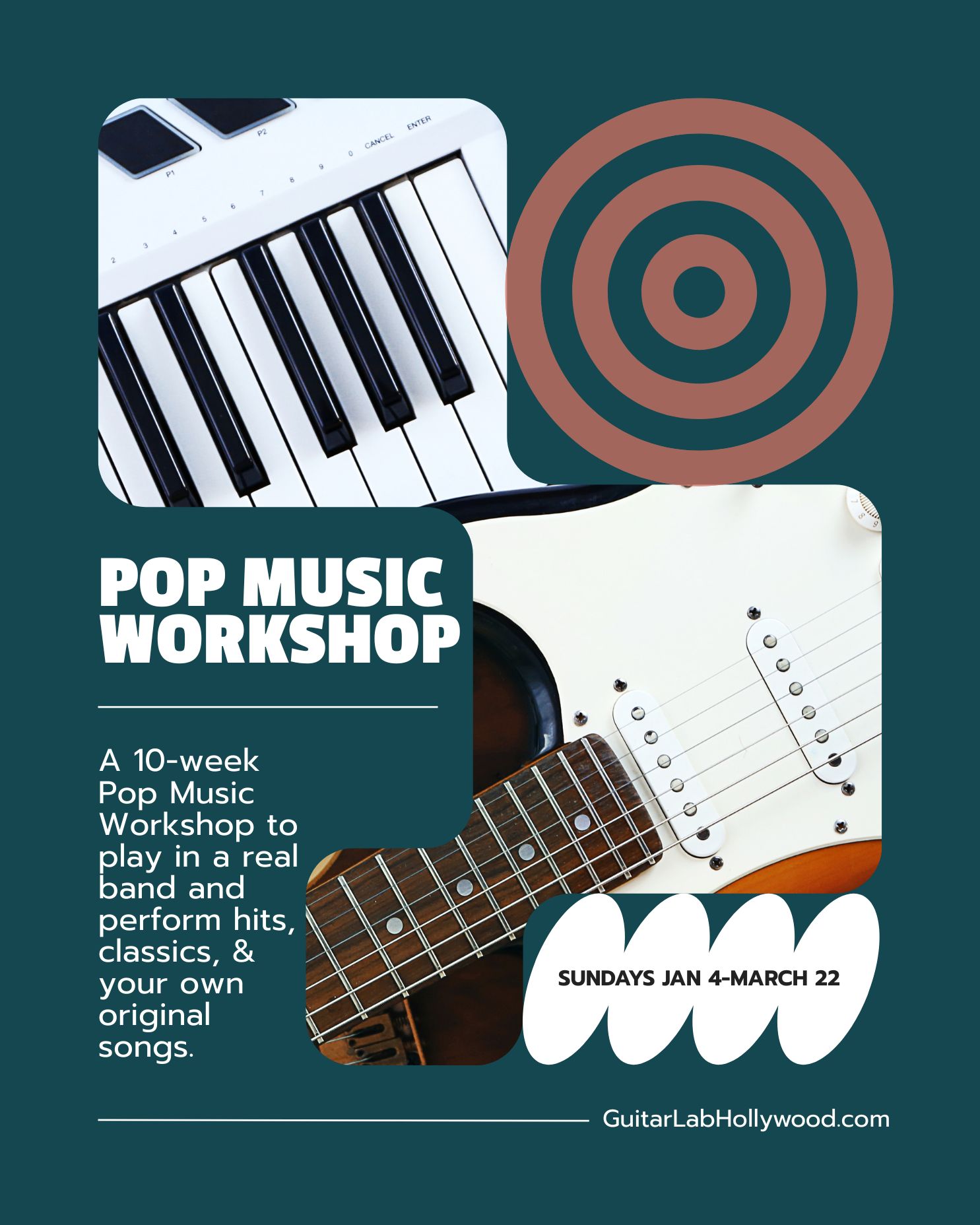 🎶 Pop Music Workshop enrollment is open!
Spend 10 weeks playing in a real band, performing hit songs, and creating your own original music with guidance from pro instructors.
Whether you play guitar, keys, bass, or want to develop your songwriting, this workshop gives you the full music experience in a fun, supportive environment.
📅 Sundays, Jan 4 to March 22
📍 Los Angeles
👉 Sign up now at GuitarLabHollywood.com
Follow @guitarlabhollywood for updates, behind the scenes, and student performances.
#MusicLessons #GuitarLessons #LosAngelesMusic #LAMusicians #HollywoodMusic #ThingsToDoInLA #BandRehearsal #MakeMusic #GuitarLabHollywood #GuitarLab #MusicSchool #MusicStudioLA #guitartutor #guitarteacher #guitarlessons