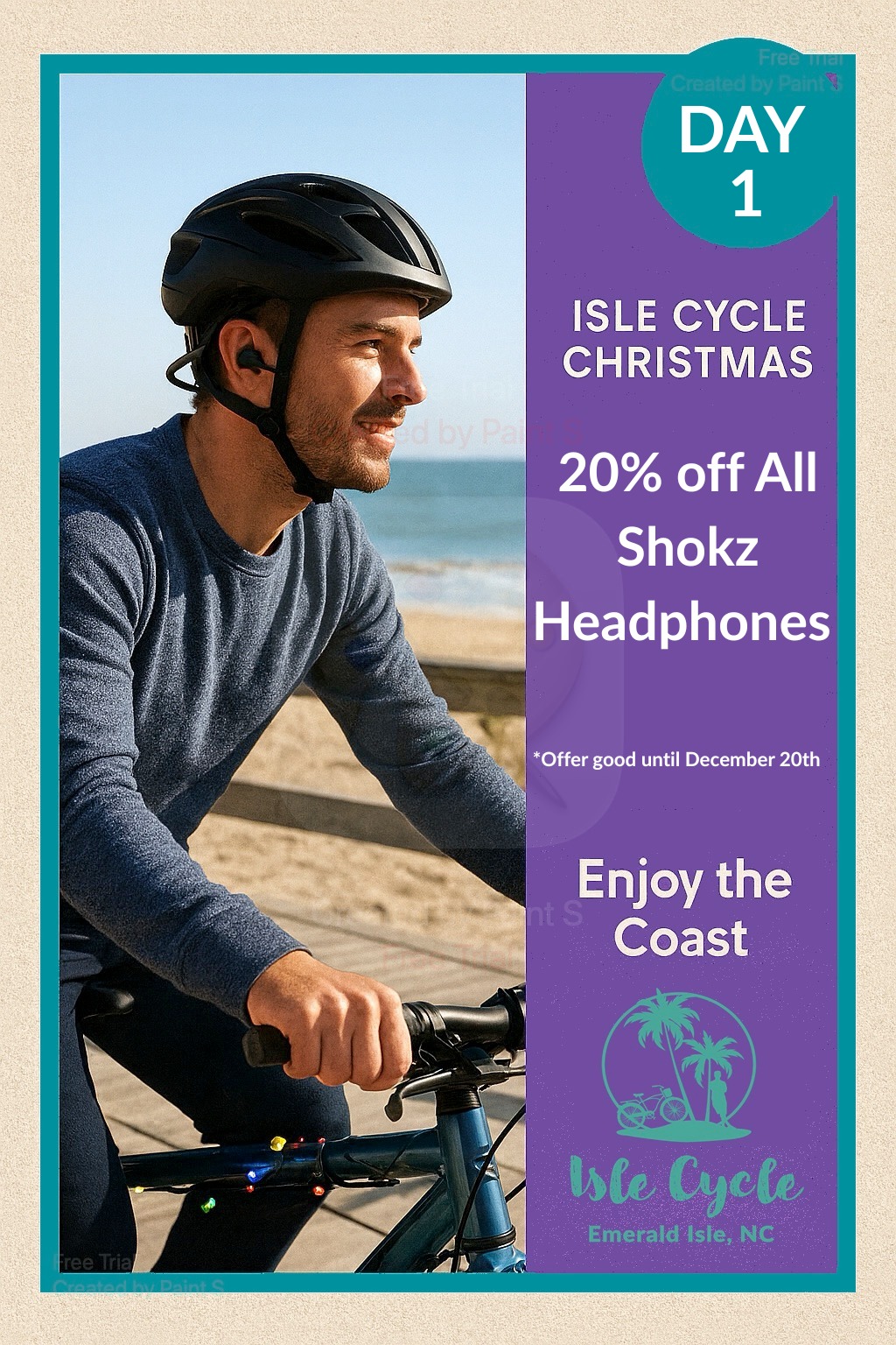 🎧 Day 1 of Isle Cycle Christmas!
Turn every ride into a holiday jam session — Shokz bone-conduction headphones are 20% off!
Perfect for safe, comfy beach cruising.
Come try a pair in-store!
#IsleCycle #EmeraldIsleNC #CrystalCoast #BikeShop #12DaysofChristmas #ShopSmall #CoastalChristmas