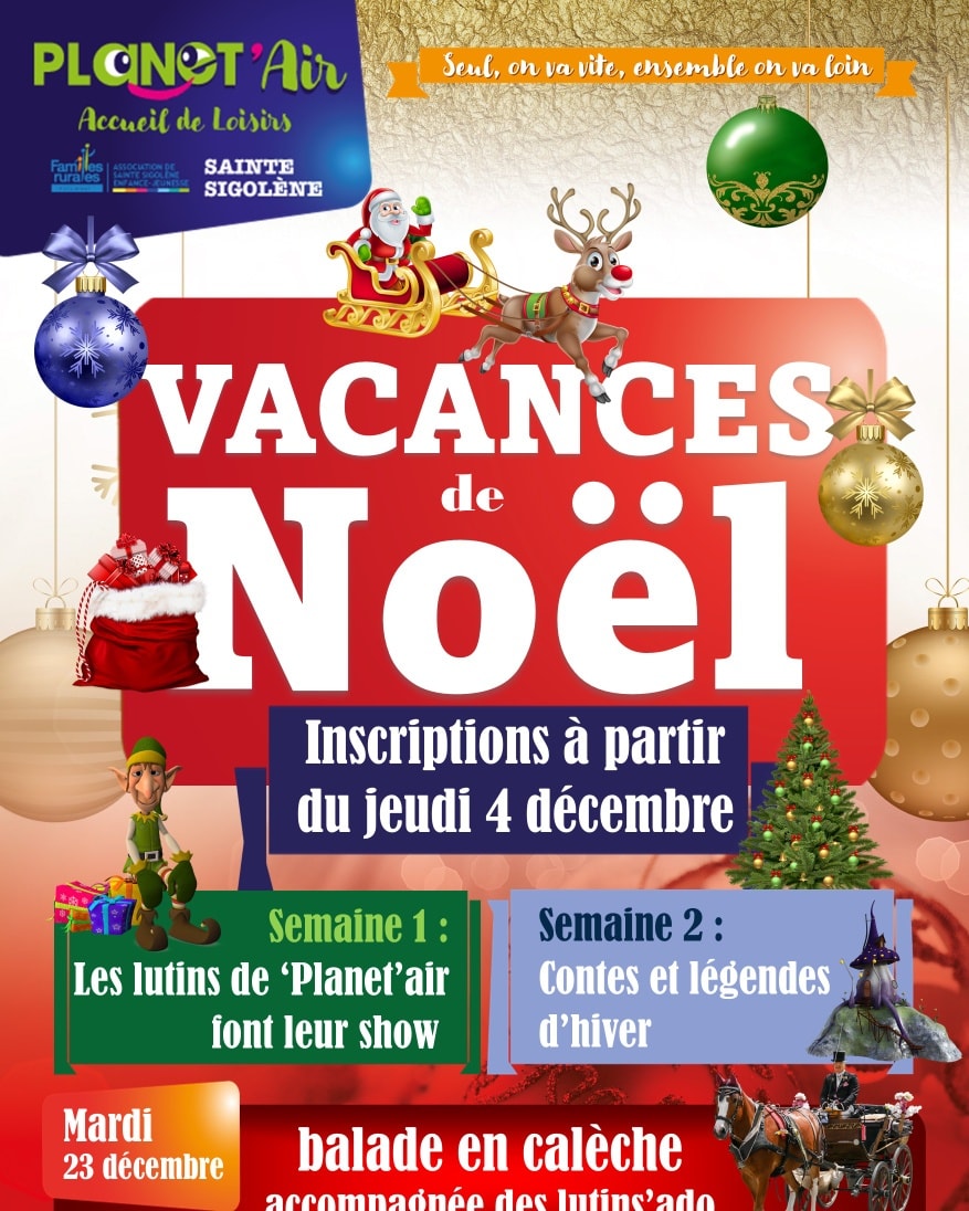 Il reste quelques places pour les vacances de Noël, n'hésitez pas à vous inscrire