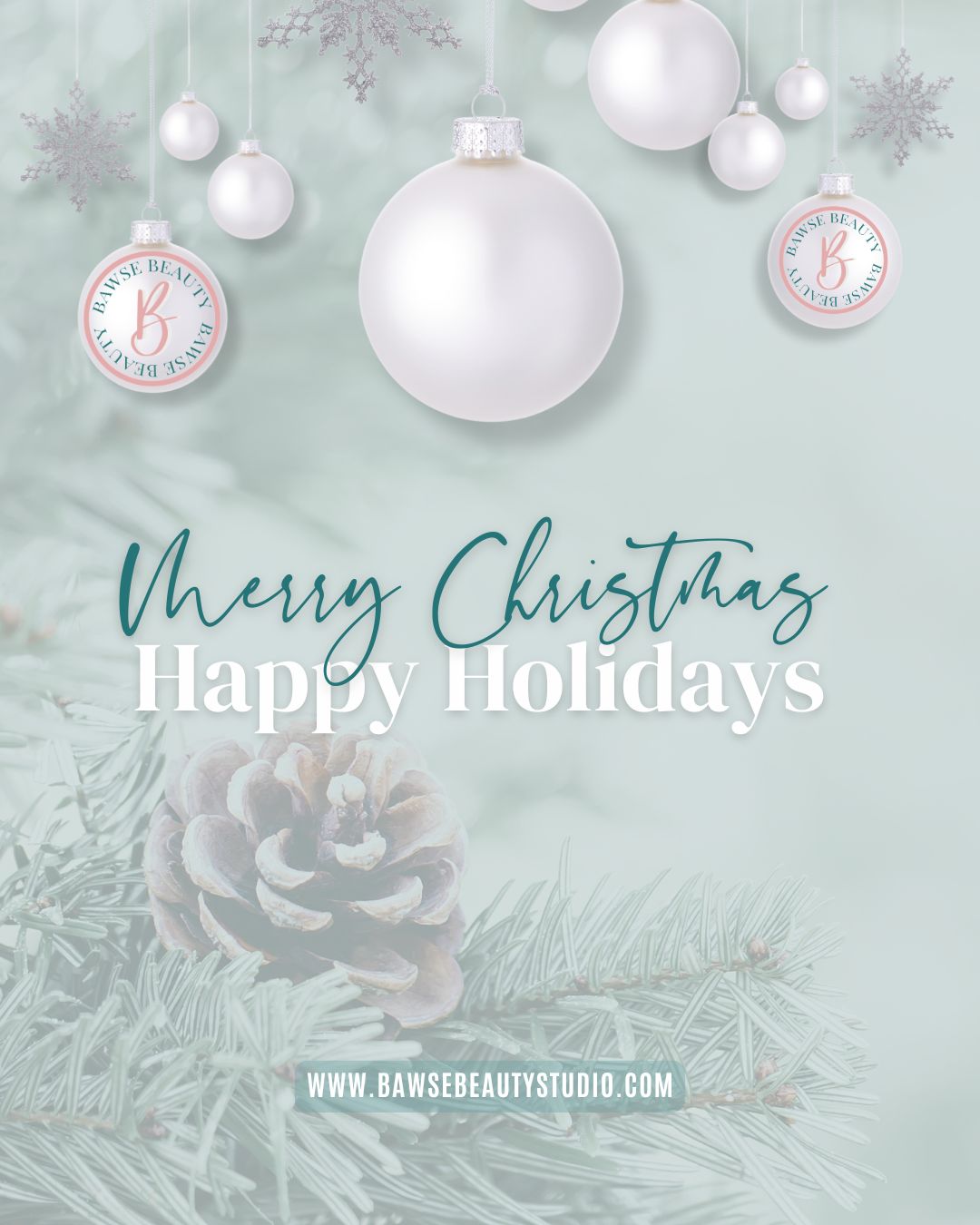 Wishing you a peaceful, joy-filled Holiday Season surrounded by love, rest, and the little moments that make your heart feel full. ✨🤍
Thank you for being part of the Bawse Beauty Studio family — your trust, your energy, and your presence mean more than you know.
May your day be warm, your spirit be light, and your glow be effortless. Happy Holidays, Bawse. 🤍🎄