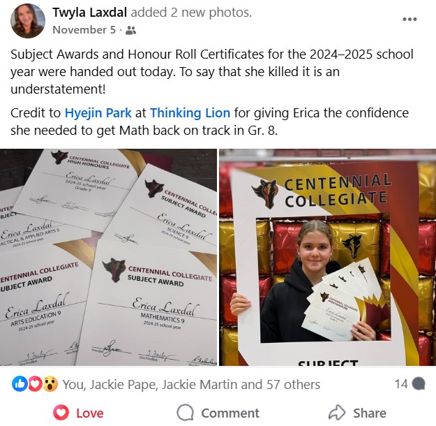 ❤️ Moments like this never get old.
✨ Seeing my students develop a love of math and confidence, and then watching it turn into real results, brings me so much joy.