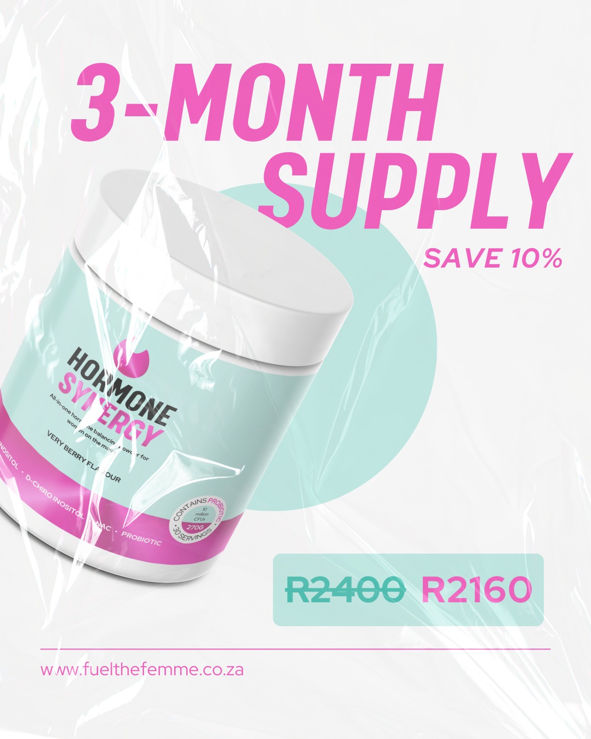 Staying consistent with your hormone support can feel easier when you don’t have to think about refills. That’s why many women choose the 3-month Hormone Synergy bundle - one order, a season of support 💞
Each tub gives you 30 days of clinically formulated ingredients for hormone balance, cycle regulation, energy, and gut support. Three tubs simply mean you can commit to the routine that helps you feel your best.
Shop the 3-month supply at fuelthefemme.co.za
#FuelTheFemme #HormoneSynergy #HormoneHealth