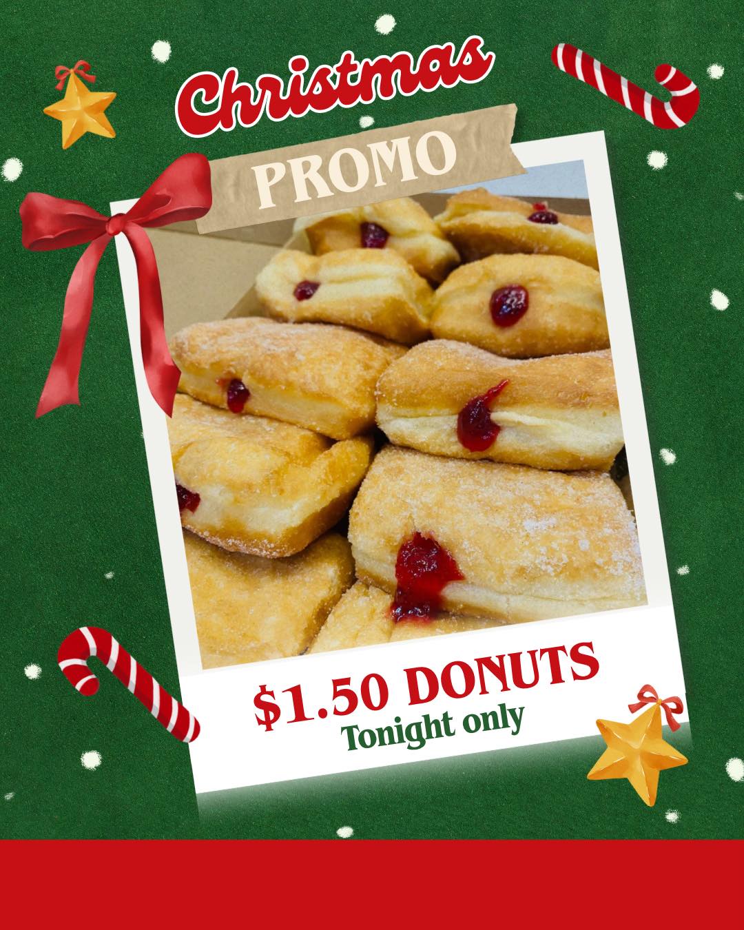 ๐ฅณ One last hurrah today before we shut for the year - $1.50 HOT DONUTS to say thank you for all your support this year! ๐
Choose from jam and/or Italian (no filling, dusted in cinnamon sugar), top up $5 to change any number of donuts to Nutella. Minimum 10 donuts per order.
On sale now until sold out. Get them quick before theyโre all gone! ๐จ
Valid for phone and walk-in orders only. Please mention this post to redeem.
๐ฉต๐ฉท,
The Dough Machine team
๐ 03 9727 0031
๐ 4/61 Brice Ave, Mooroolbark
๐๐ป www.doughmachine.com.au
#donut #donuts #doughnut #doughnuts #dessert #desserts #sweettreats ๐ฅณ