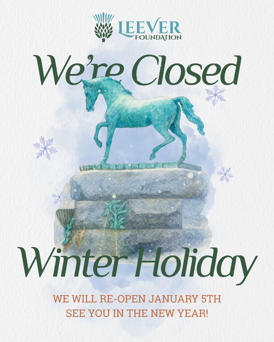 Our office will be closed for the holidays to rest, reflect, and recharge. Wishing you a peaceful and restorative season. See you in the new year! #leeverfoundation #ctphilanthropy