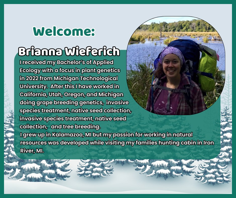 Introducing WRISC’s new HWA Technicians!
Brianna and Zoie will be conducting surveys throughout Menominee County on both public and private lands to identify Hemlock Woolly Adelgid infestations on the county’s hemlock trees. We’re excited to welcome them to the team and look forward to a productive and successful winter season!
And don't forget! Menominee landowners, we offer FREE HWA surveys! Do you have hemlock on your property?
#hemlock #HWA #invasivespecies #welcome