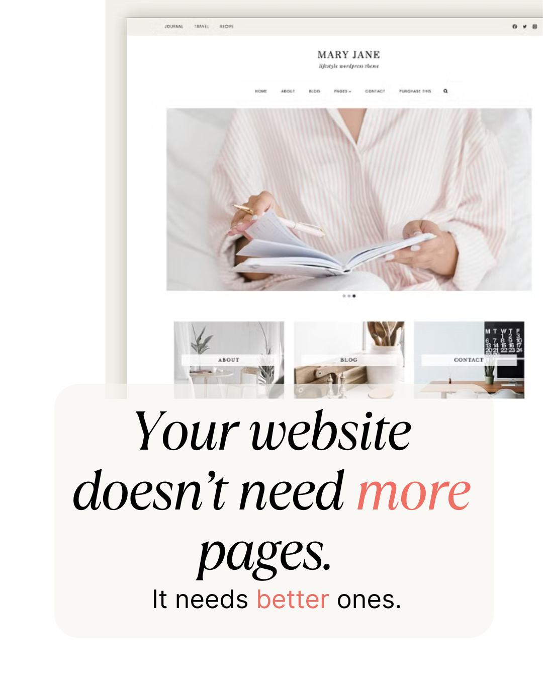 Your website doesn’t need more pages. It needs better ones.
Here’s what I am seeing already in 2026: the smartest websites are working smarter, not harder. Or really… doing less and converting more.
When I say doing less, I don't mean:
- they’re lacking content.
- they’re cutting corners.
I mean, they’re being intentional. And that is my word of 2026. Intentional.
They have:
- clear structure.
- thoughtful sections.
- pages that actually are there for a reason, instead of “just in case.”
If someone has to think too hard to understand what you do, they bounce.
And you’ve literally got about 3 seconds to catch someone’s attention before they click away and head elsewhere. You probably won’t get a second chance.
A condensed, well-designed website oozes confidence. It feels considered and easy to navigate. It also is beautiful to look at.
An overwhelming, jam-packed site with way too much copy and not enough white space just feels unsure. Hurts my eyes.
And confident always wins.
If reading this made you think, yeah… my site might have a bit going on, I’m always happy to take a look and chat through some ideas. 💁🏻♀️
B x
#goldcoastwebdesigner #websitedesigntips #smallbizwebsites #thelittlebusinessco #shopifytips #shopifyexpert #shopifydesigngoldcoast #goldcoastsocialmedia #virtualassistantaustralia