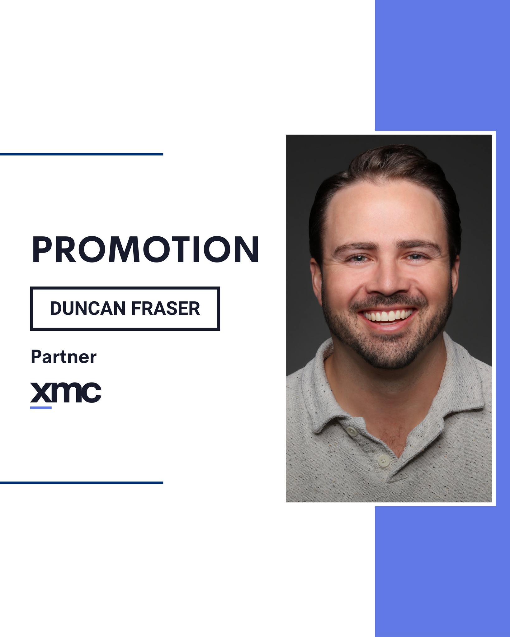 We’re proud to share an exciting leadership milestone at XMC, Duncan Fraser has been appointed Partner, effective January 1, 2026.
Since joining XMC just over three years ago as Associate Vice President, Duncan has been instrumental in evolving our strategic offering. His ability to connect high-level sponsorship strategy with impactful experiential execution has made him a trusted leader across our client roster and internal teams.
As Steven Lewis, President & Co-Founder, shared:
“Duncan joined us with a clear vision for where the business could go, and he has delivered every day since. His progression to Partner reflects his leadership, sharp business acumen, and the trust he has built with our clients and teams.”
Prior to XMC, Duncan built a strong reputation across the Canadian marketing landscape through roles at Maple Leafs Sports & Entertainment and Molson Coors, contributing to some of the country’s most iconic programs. At XMC, he continues to lead complex client portfolios while mentoring emerging leaders and helping shape our culture.
For Duncan, joining the partnership reflects a deep belief in people, standards, and a client-first mindset:
“When you get the culture right and put clients first, the outcomes take care of themselves.”
We’re excited for what’s ahead and proud to welcome Duncan to the XMC partnership.
For the full press release, visit our website through the link in our bio.