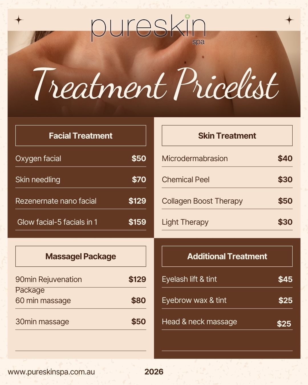 Opening Specials- Traveston Beauty studio Pricelist
Mobile prices are priced differently
book 👇
https://app.gettimely.com/calendar
#eumundi #dagun #gympie #imbil #maryvalley #rejuvenation #cooroy #gympieregion #Imbil #cooran #pomona #Traveston #openingspecial #microdermabrasión #pureskinspamobile #lovemyskin #ledlighttherapyfacial #microdermabrasion #sunshinecoasthinterland #peel #radiofrequencyfacial #plasmaskintightening #Dagun #gympiebusiness #eyelifting #GympieRegion #joneshill #skintighteningfacial #southside #Gympie